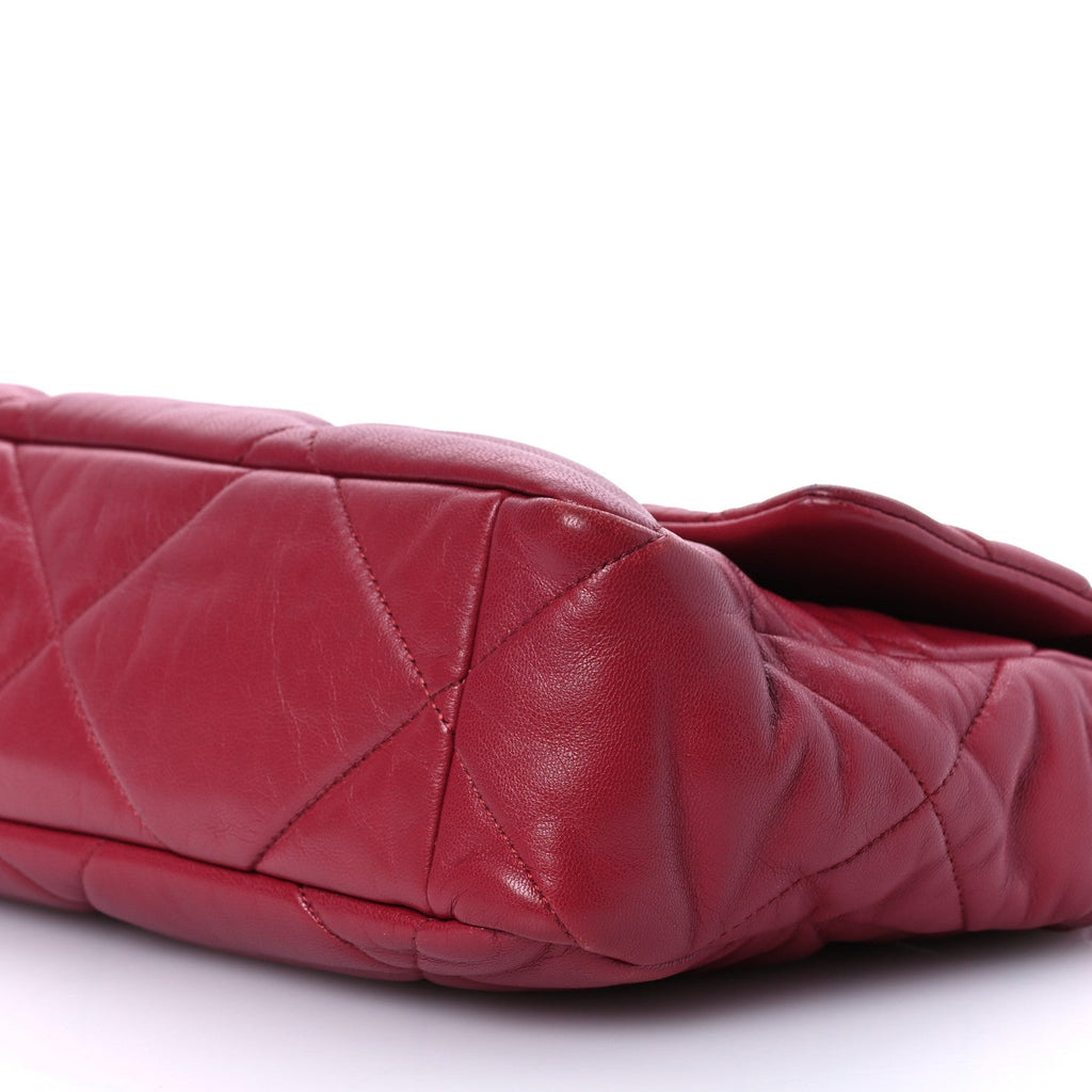 Goatskin Quilted Large Chanel 19 Flap Dark Pink