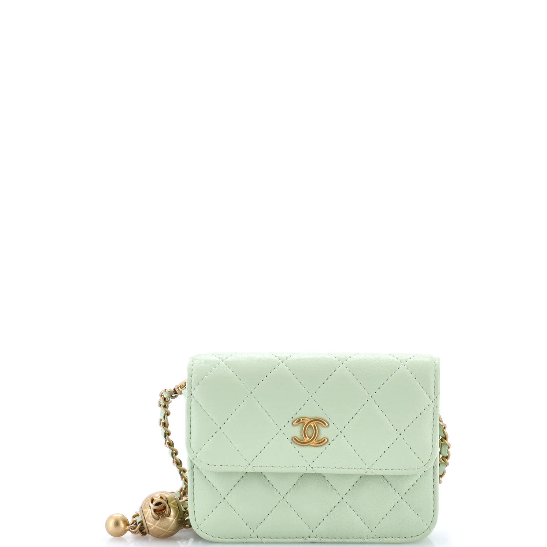 Pearl Crush Flap Clutch with Chain Quilted Lambskin Mini