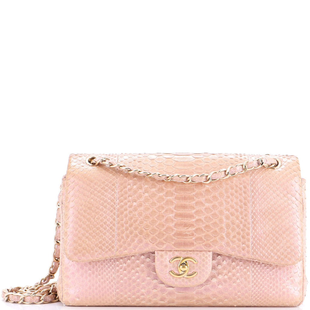 Classic Double Flap Bag Iridescent Python Jumbo