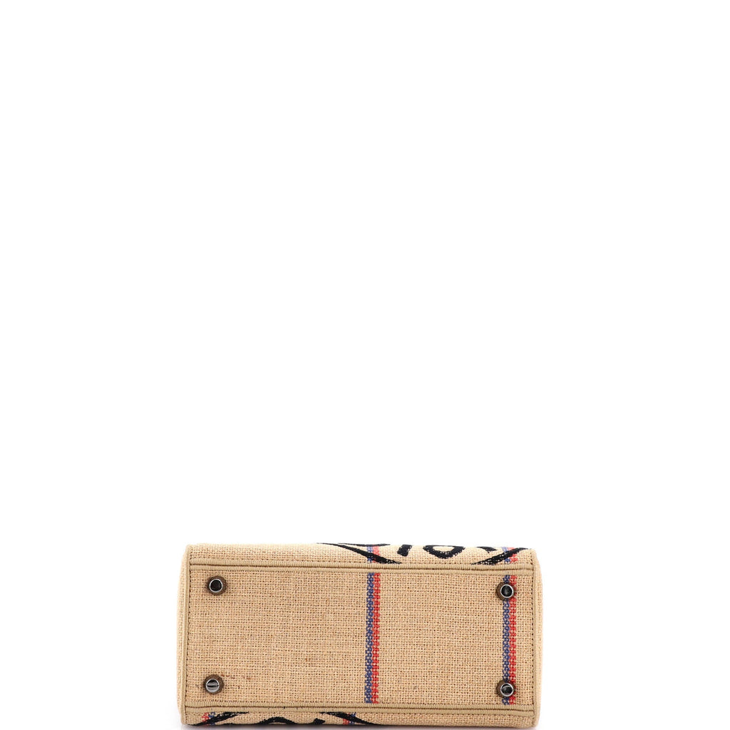 Lady D-Lite Bag Embroidered Jute Canvas Medium