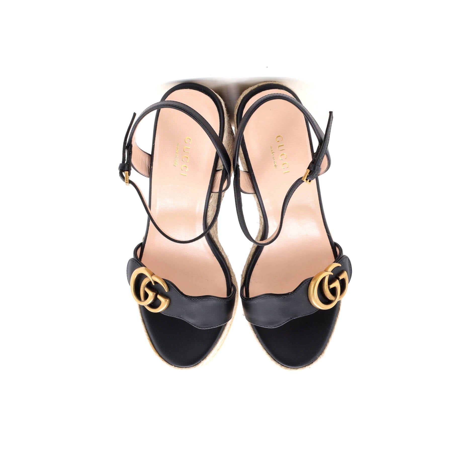 Women's GG Marmont Wedge Espadrille Sandals Leather
