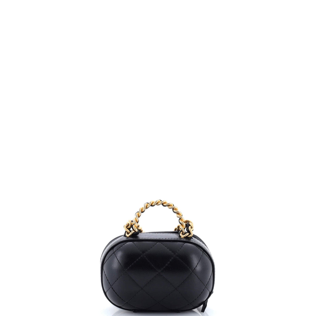 CC Bubble Top Handle Vanity Case with Chain Quilted Lambskin Mini