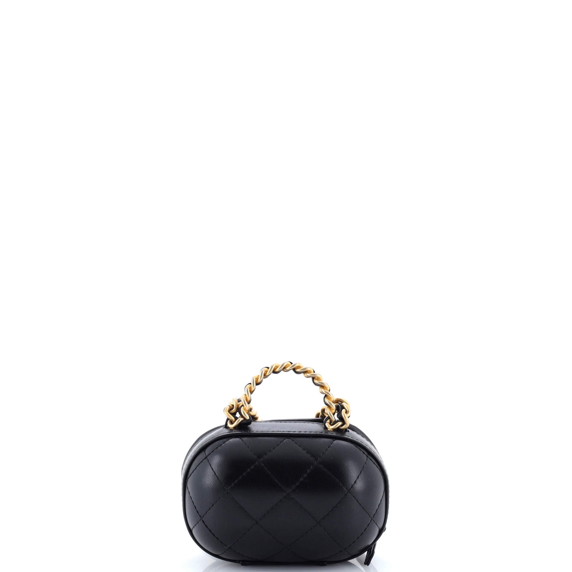 CC Bubble Top Handle Vanity Case with Chain Quilted Lambskin Mini