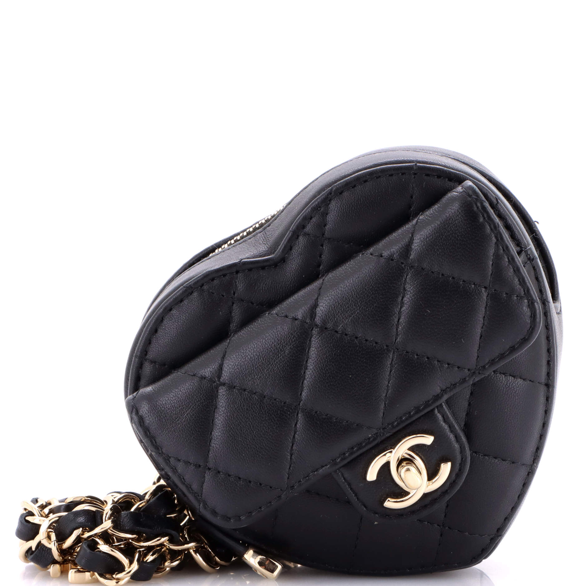 CC in Love Heart Belt Bag Quilted Lambskin
