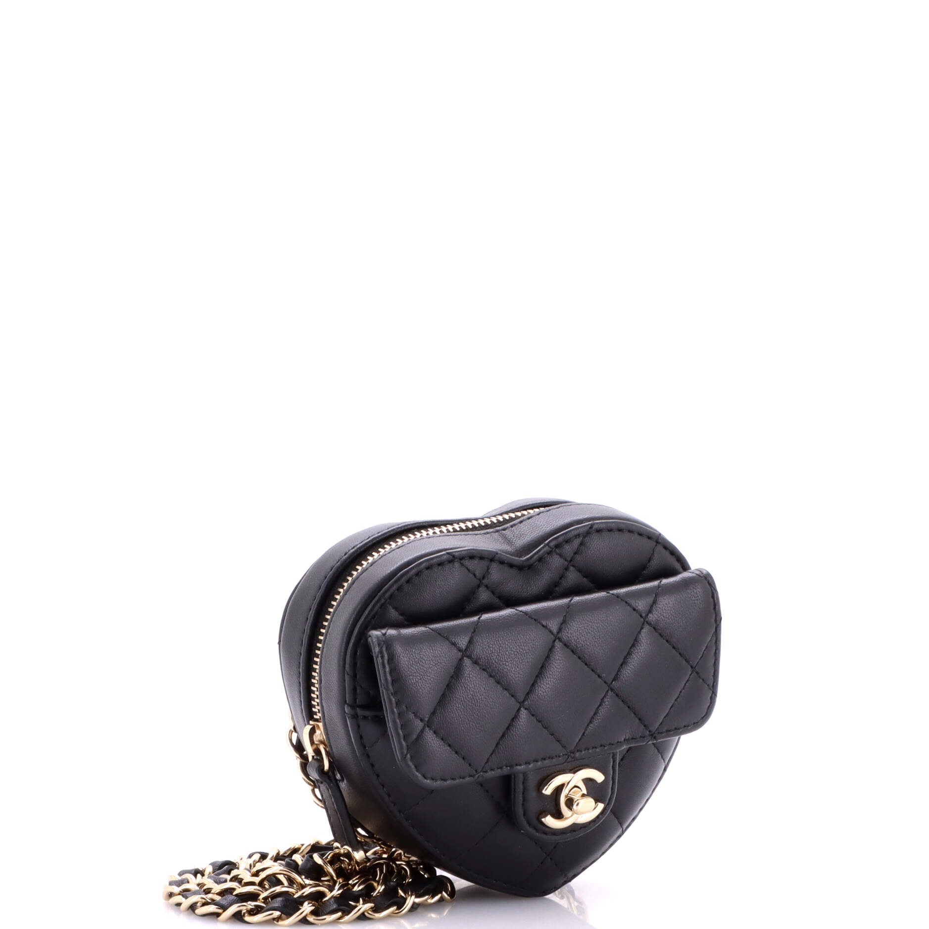 CC in Love Heart Belt Bag Quilted Lambskin