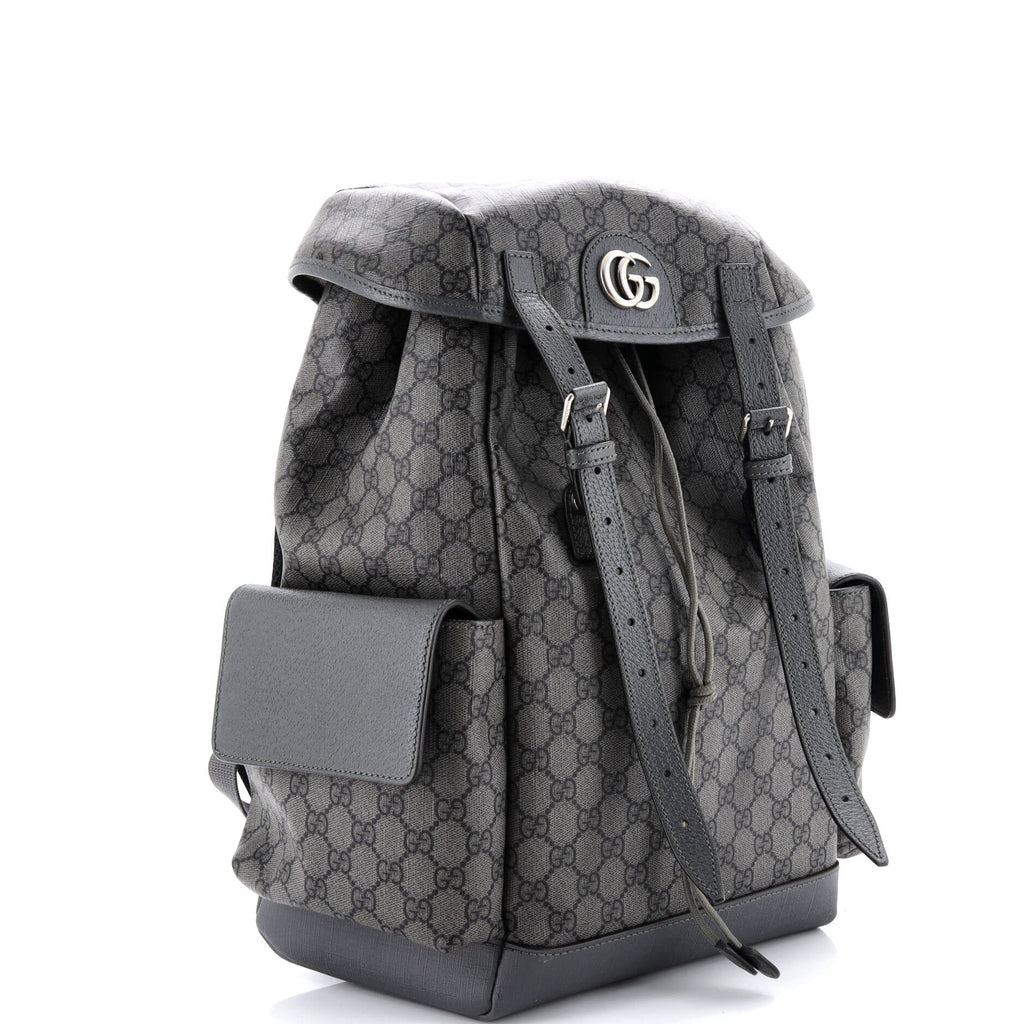 Double Pocket Buckle Backpack Printed GG Coated Canvas Large