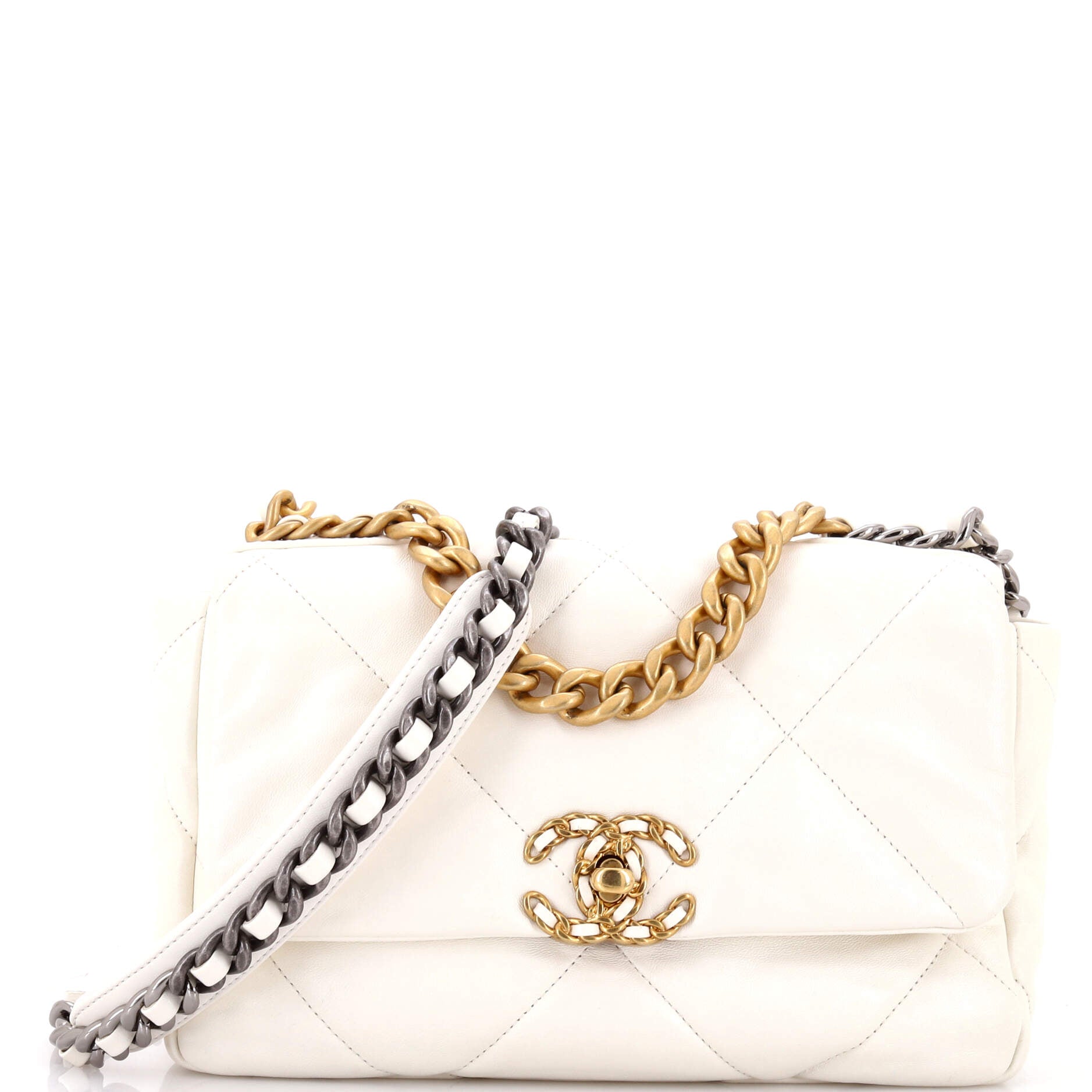 19 Flap Bag Quilted Leather Medium