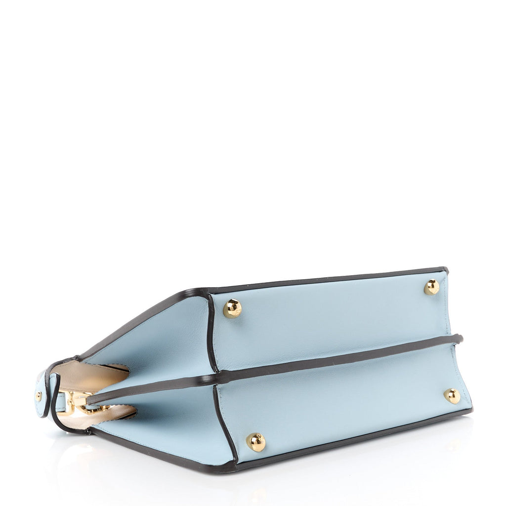 Vitello Seta Shiny Nappa Small Peekaboo I SEE U Satchel Azzurro Baby Camelia