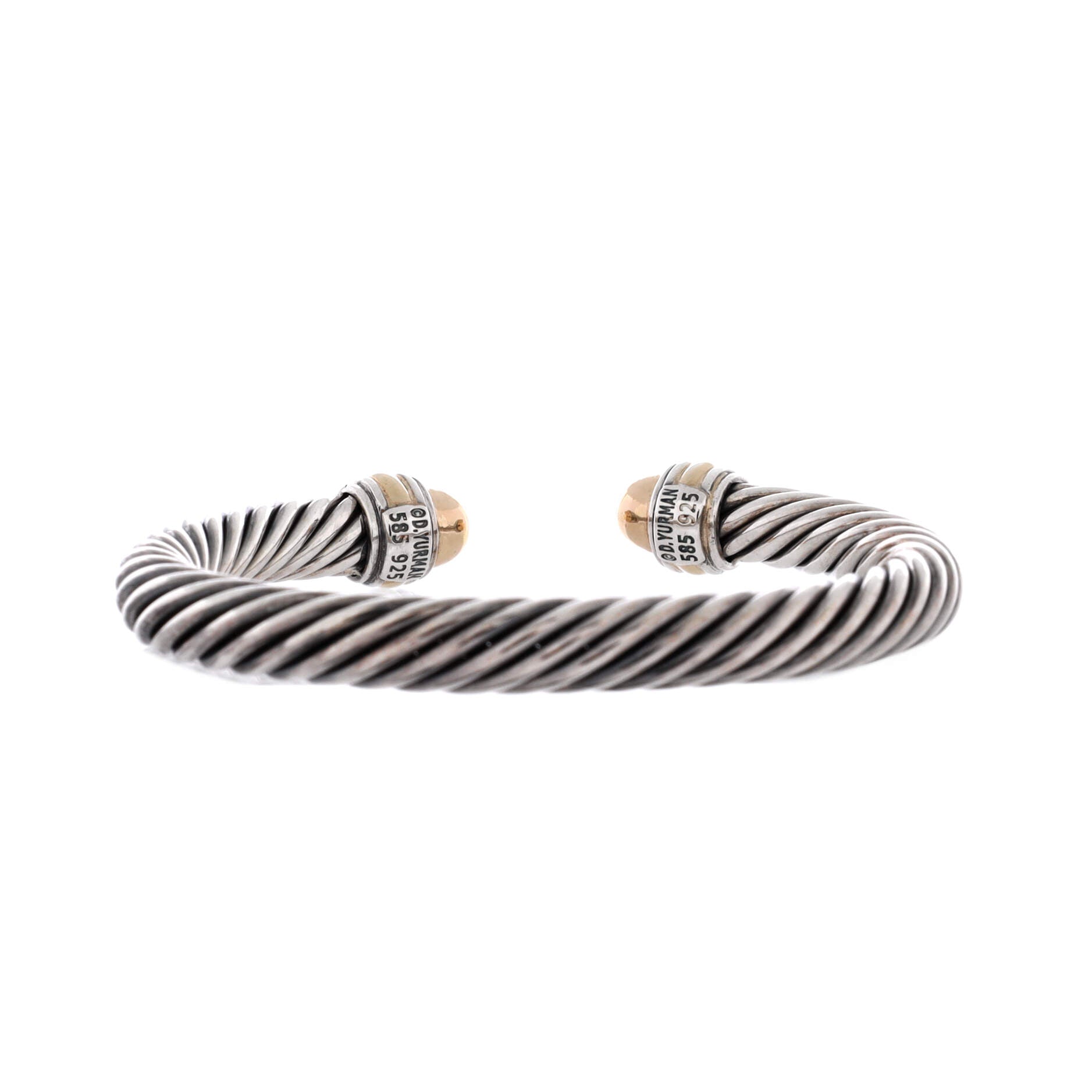 Cable Classic Bracelet Sterling Silver with 14K Yellow Gold 7mm