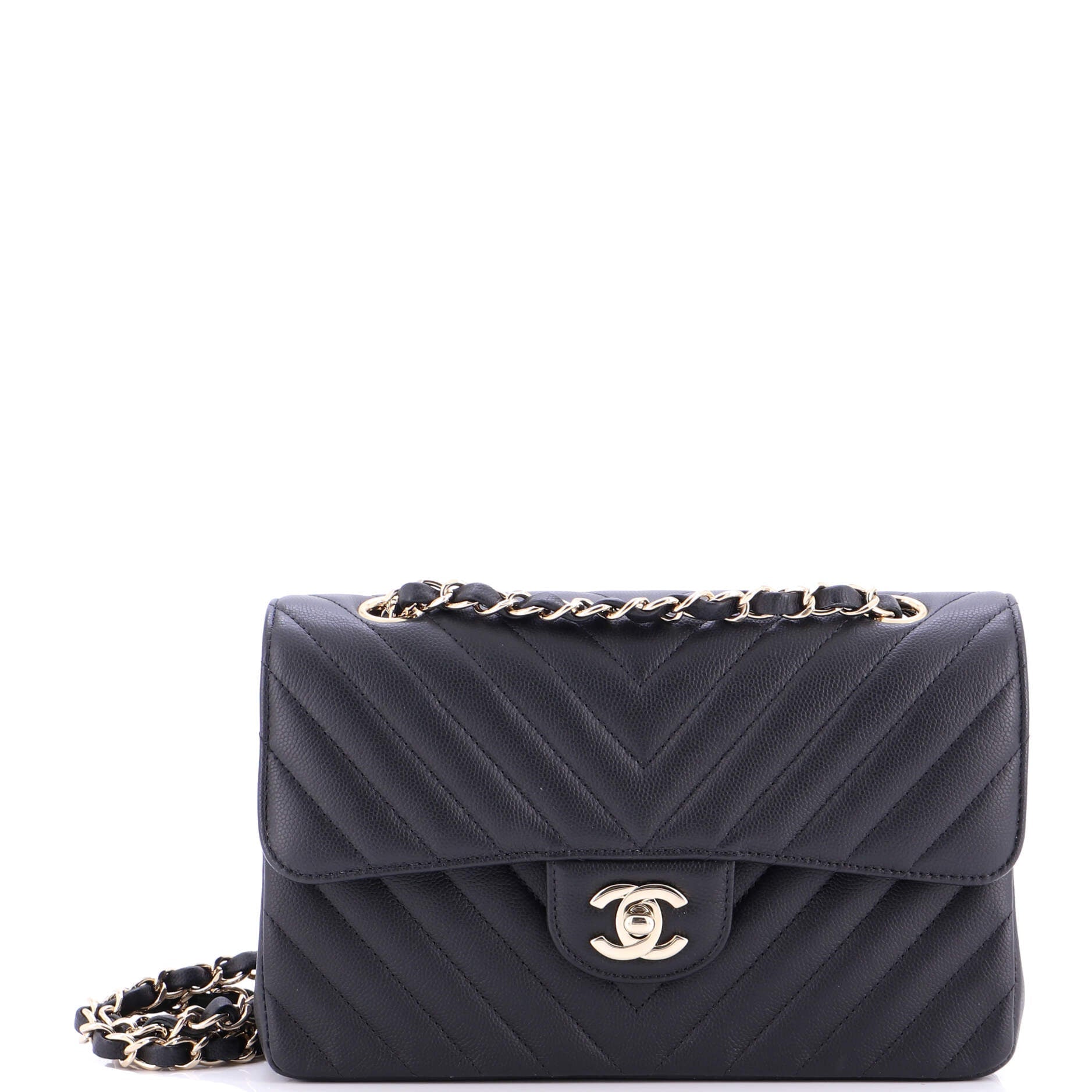 Classic Single Flap Bag Chevron Caviar Mini