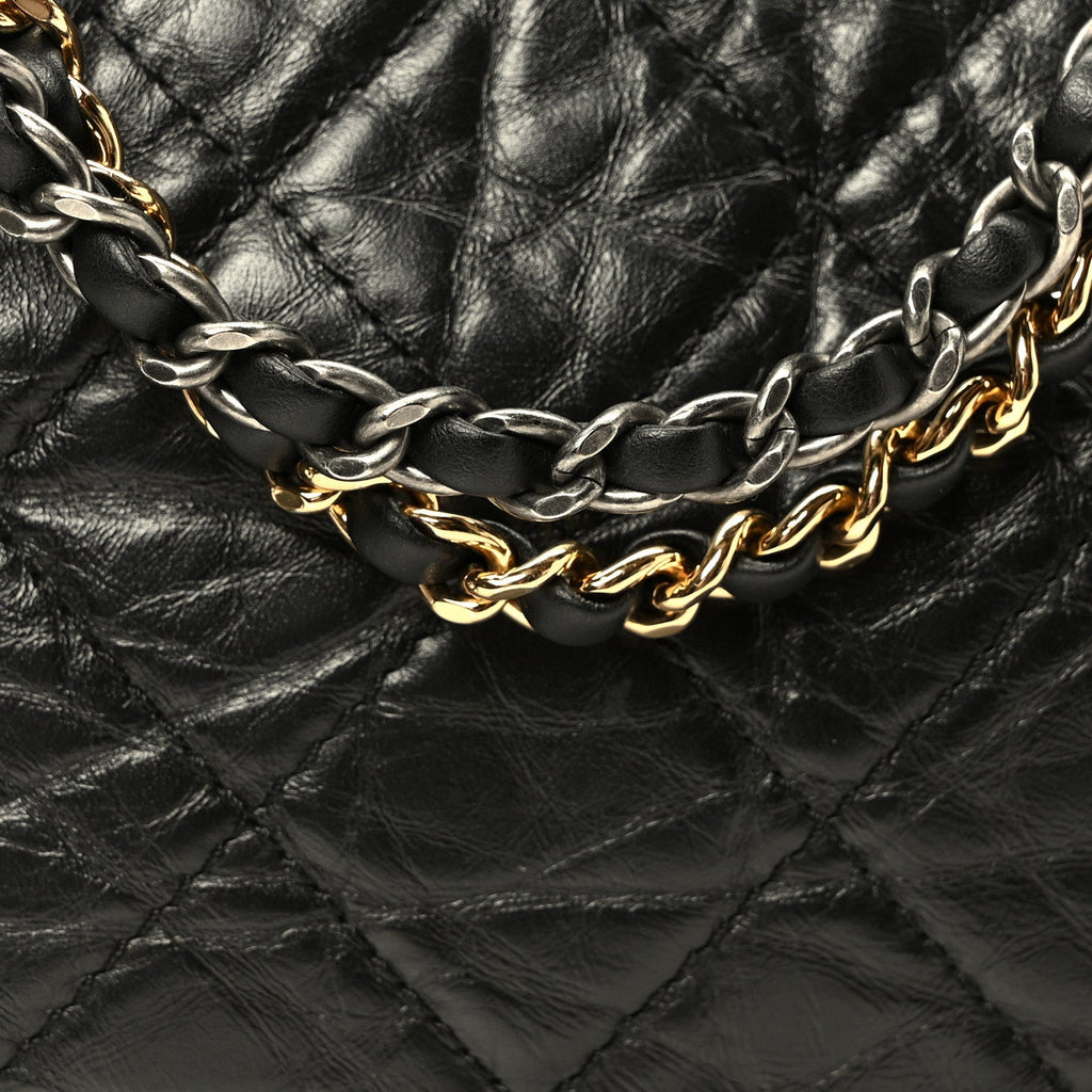 Aged Calfskin Quilted Small Gabrielle Hobo Black