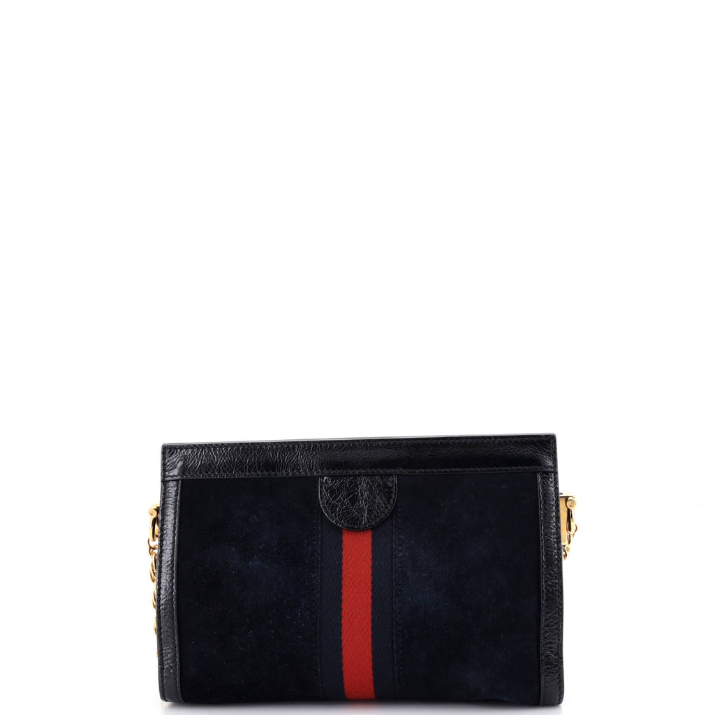 Ophidia Chain Shoulder Bag Embroidered Suede Small