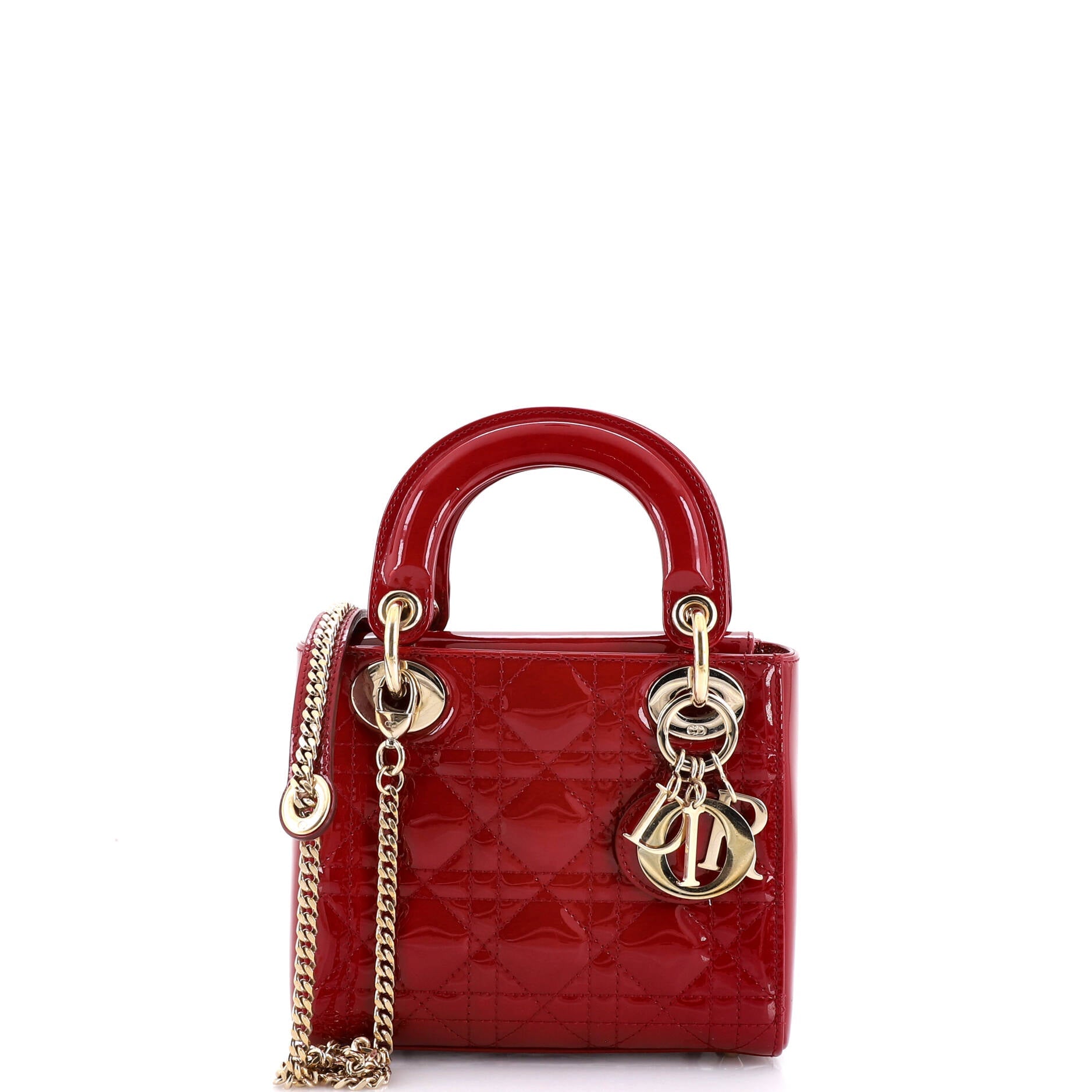 Lady Dior Chain Bag Cannage Quilt Patent Mini
