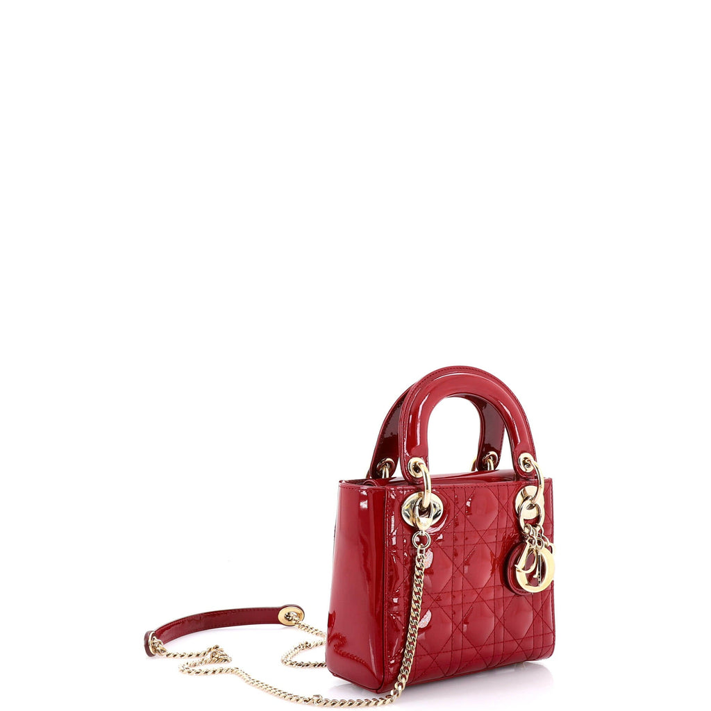 Lady Dior Chain Bag Cannage Quilt Patent Mini