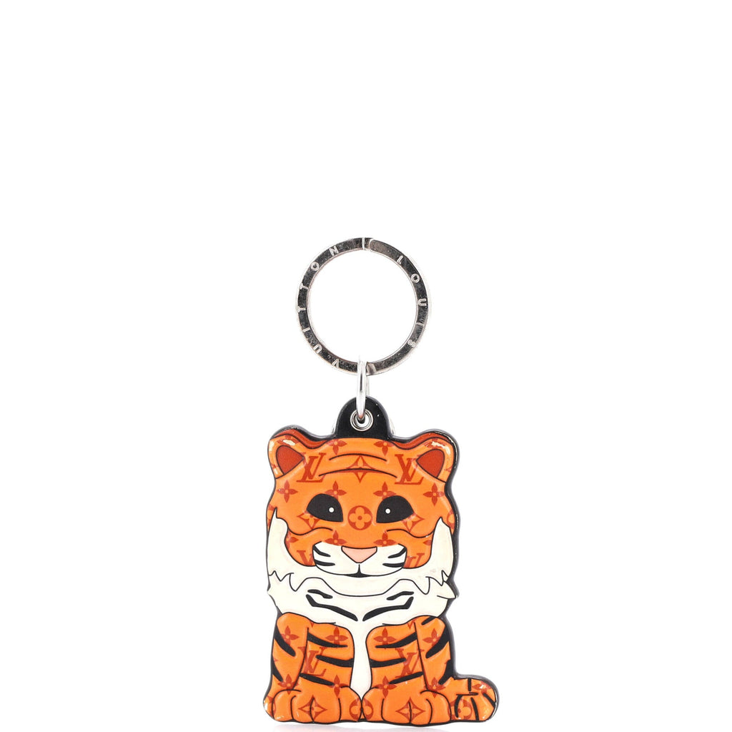 Precious Tiger Bag Charm and Key Holder Printed Leather