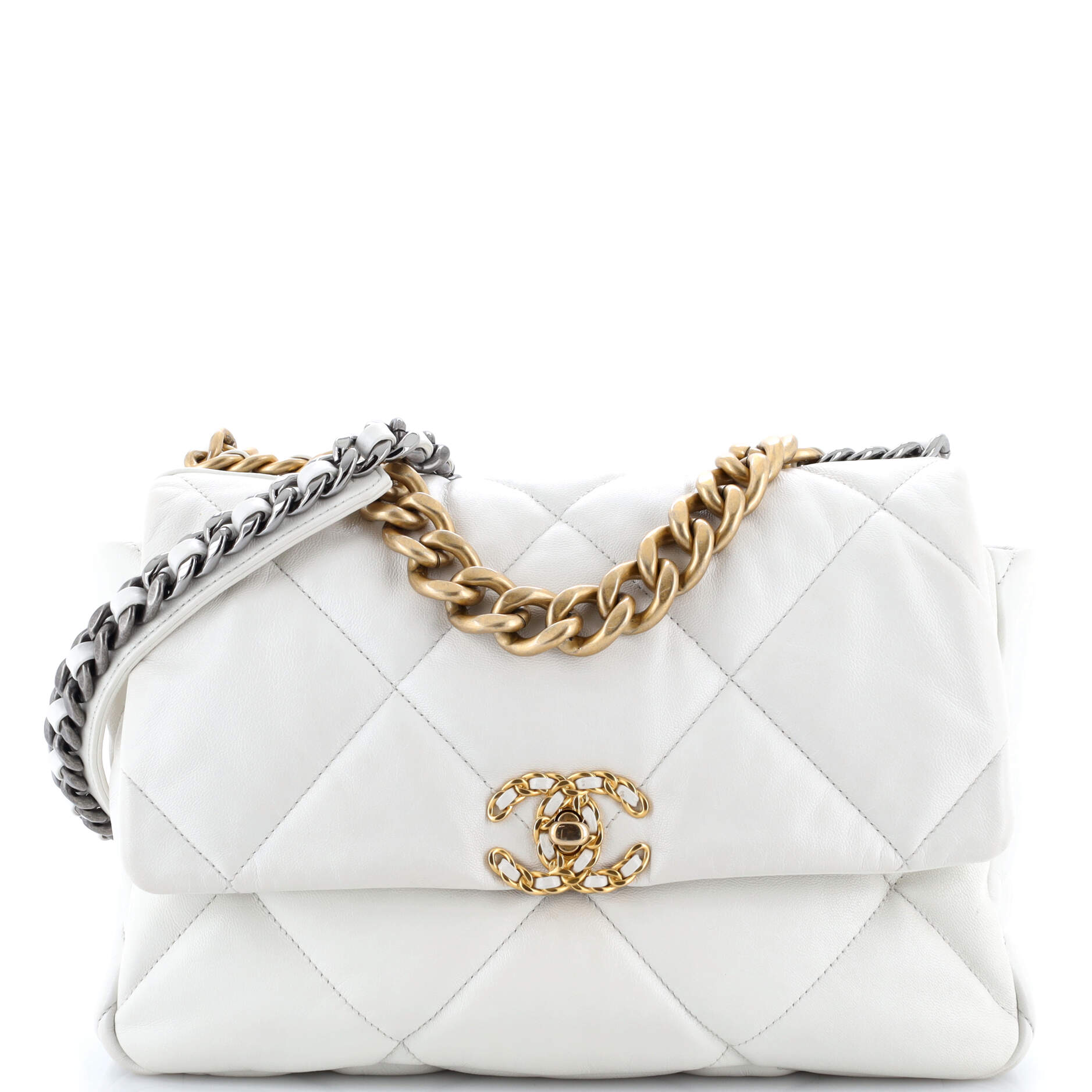 19 Flap Bag Quilted Leather Large