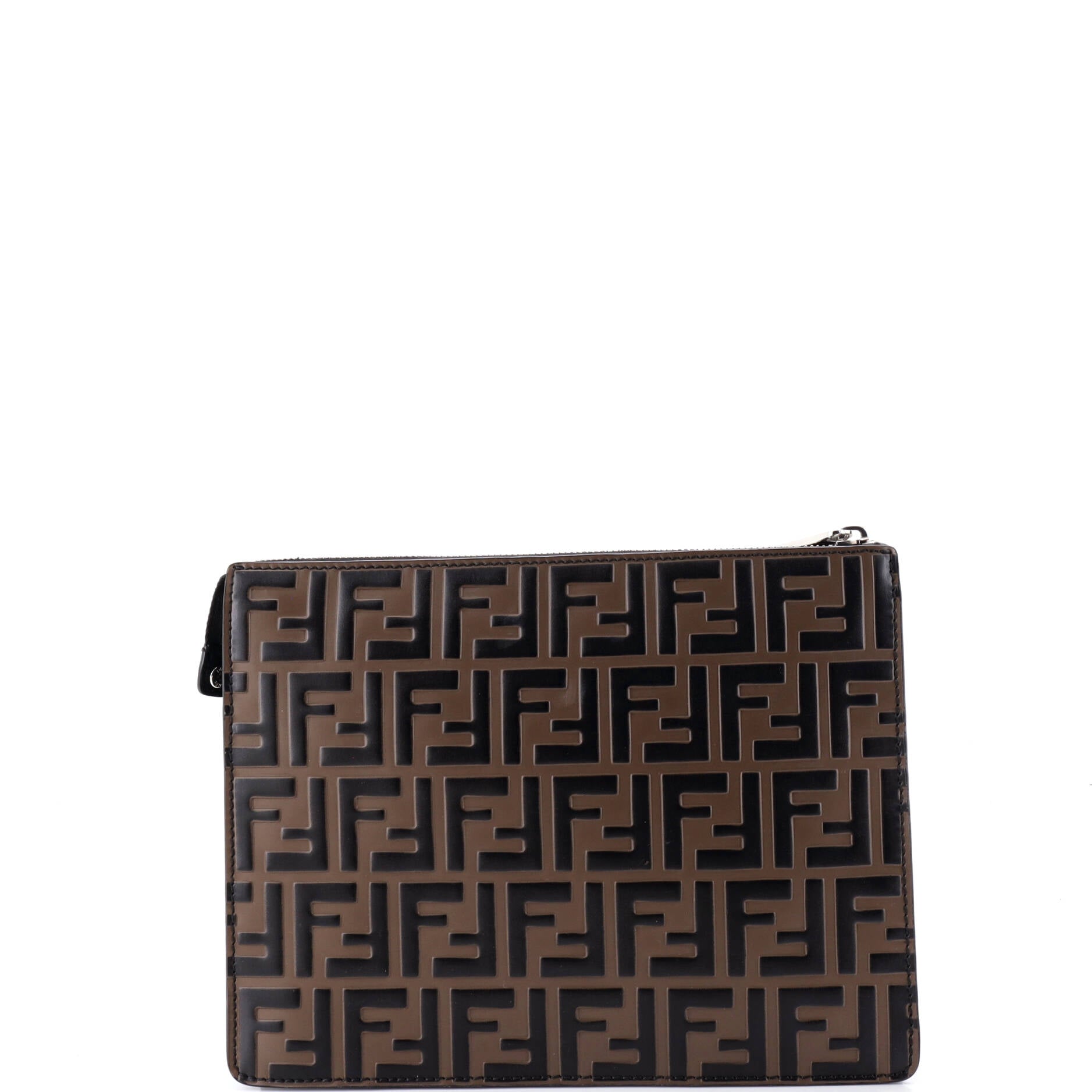 Handle Clutch Zucca Embossed Leather Medium