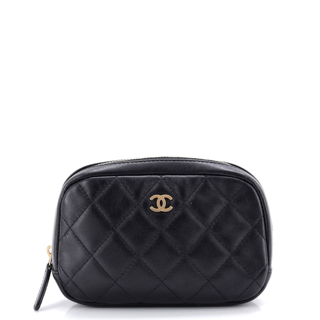 Curvy Cosmetic Pouch Quilted Lambskin Small