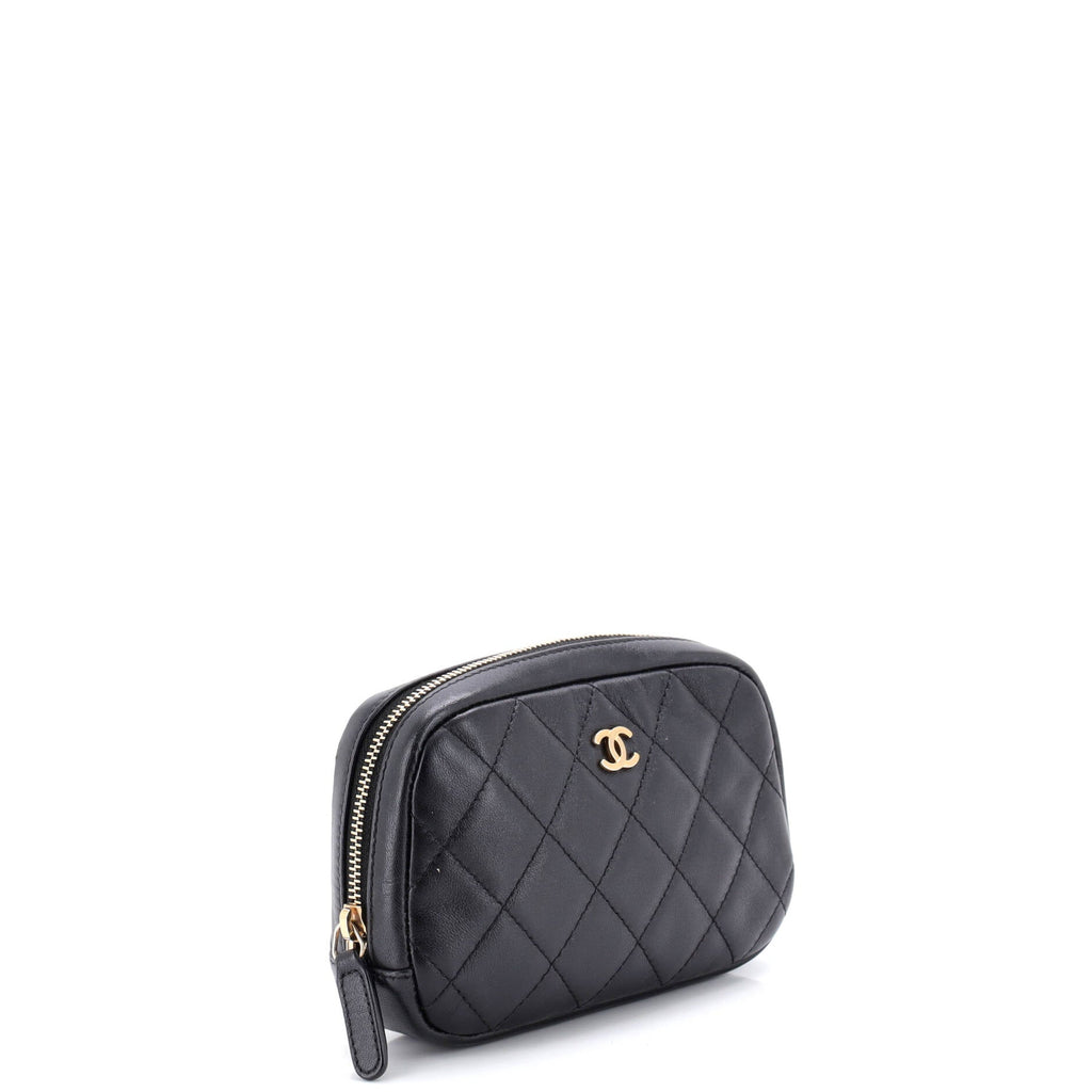 Curvy Cosmetic Pouch Quilted Lambskin Small