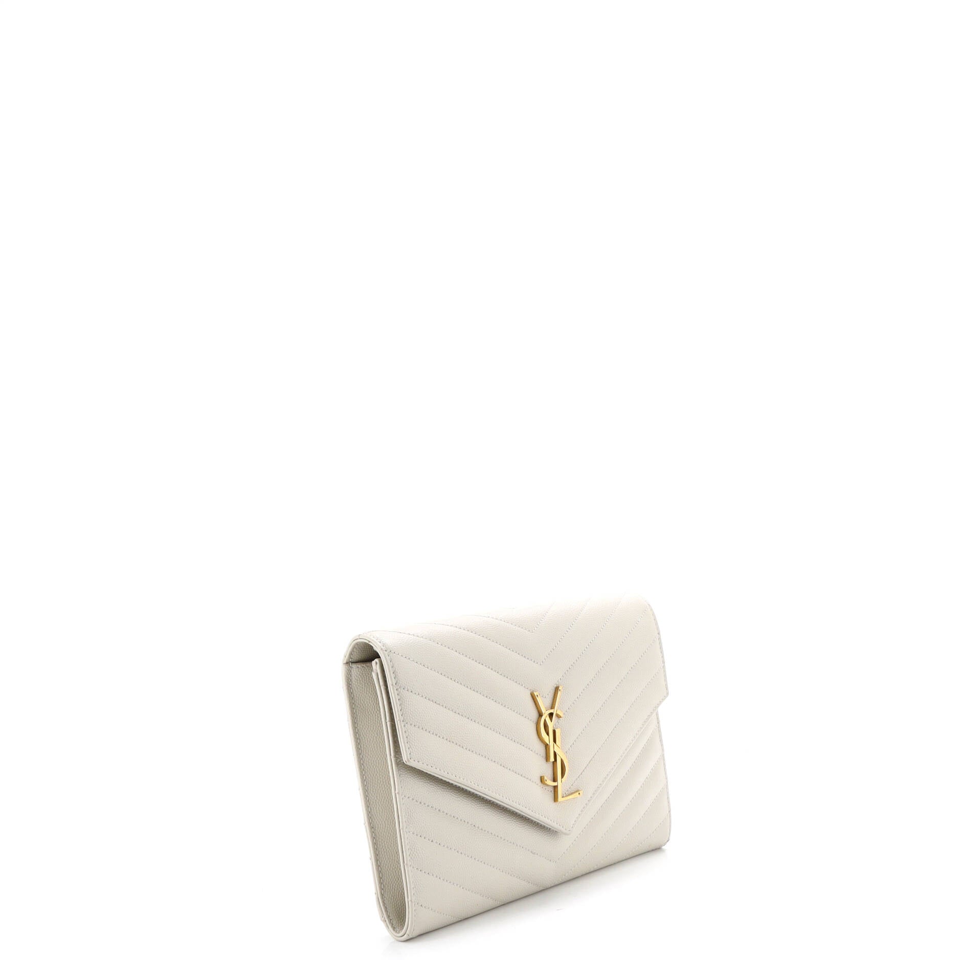 Classic Monogram Envelope Wristlet Clutch Matelasse Chevron Leather
