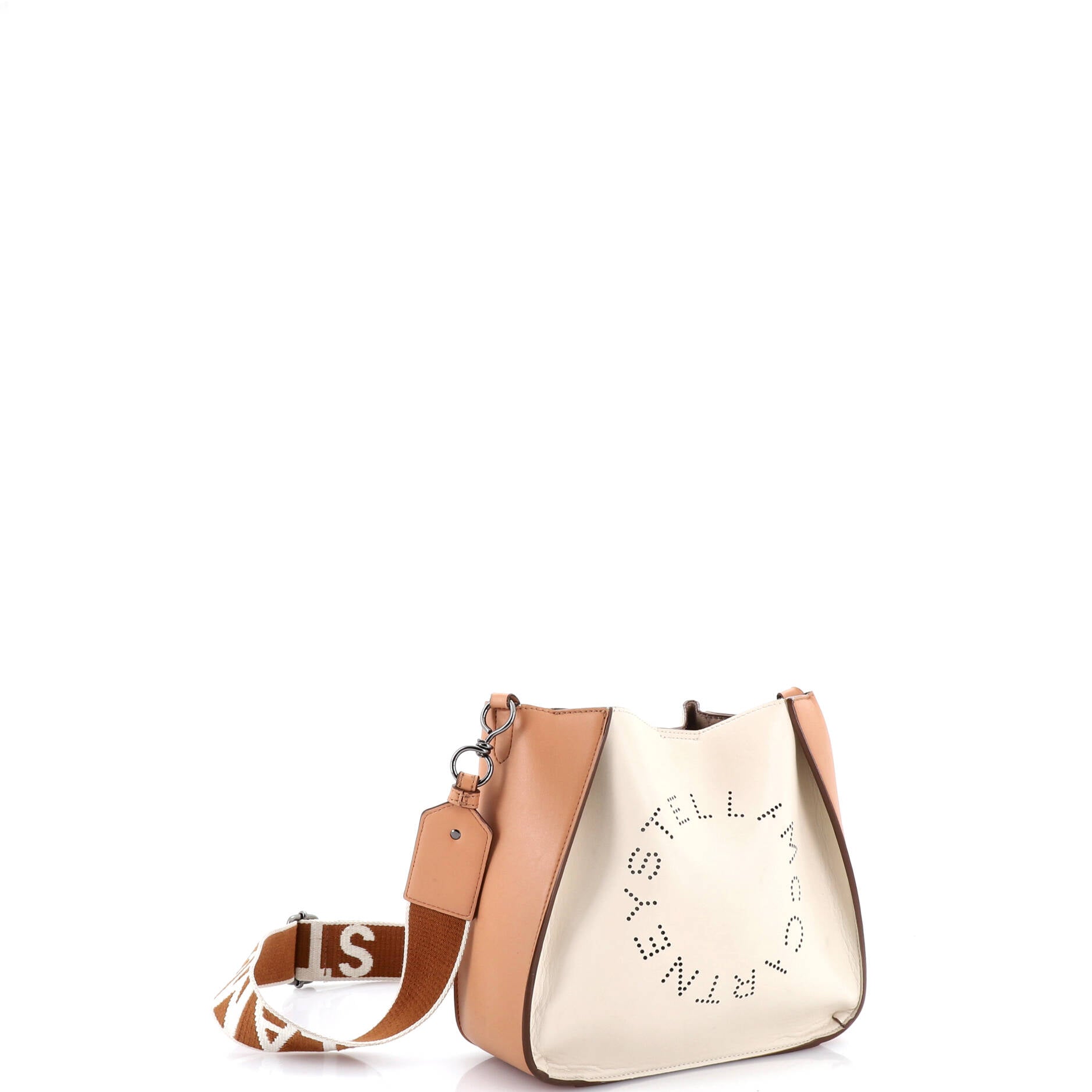 Logo Crossbody Bag Perforated Faux Leather Mini