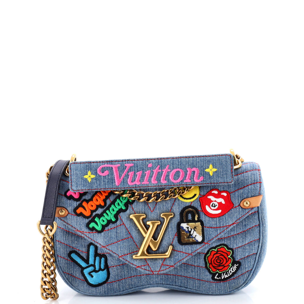 New Wave Chain Bag Limited Edition Patches Quilted Denim MM