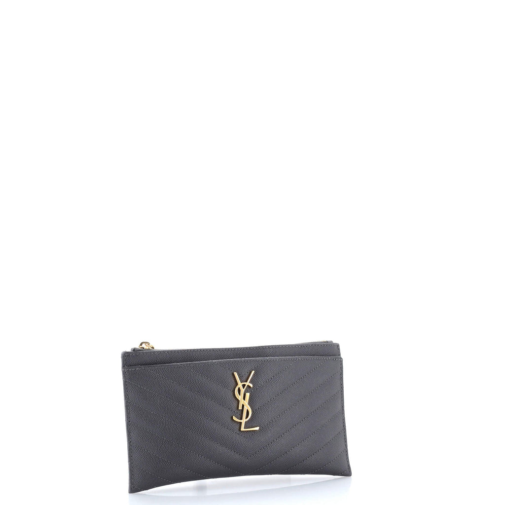 Classic Monogram Zip Bill Pouch Matelasse Chevron Leather Medium