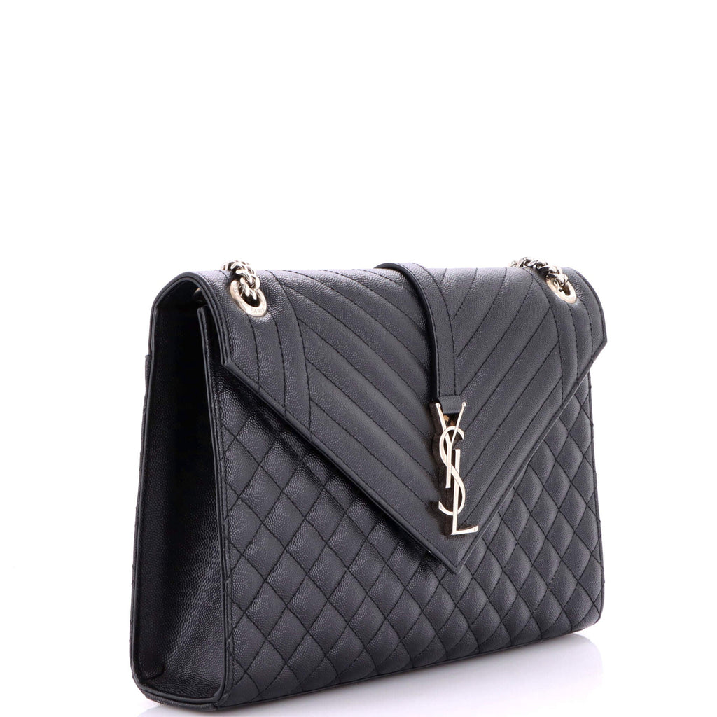 Classic Monogram Envelope Satchel Mixed Matelasse Leather Large