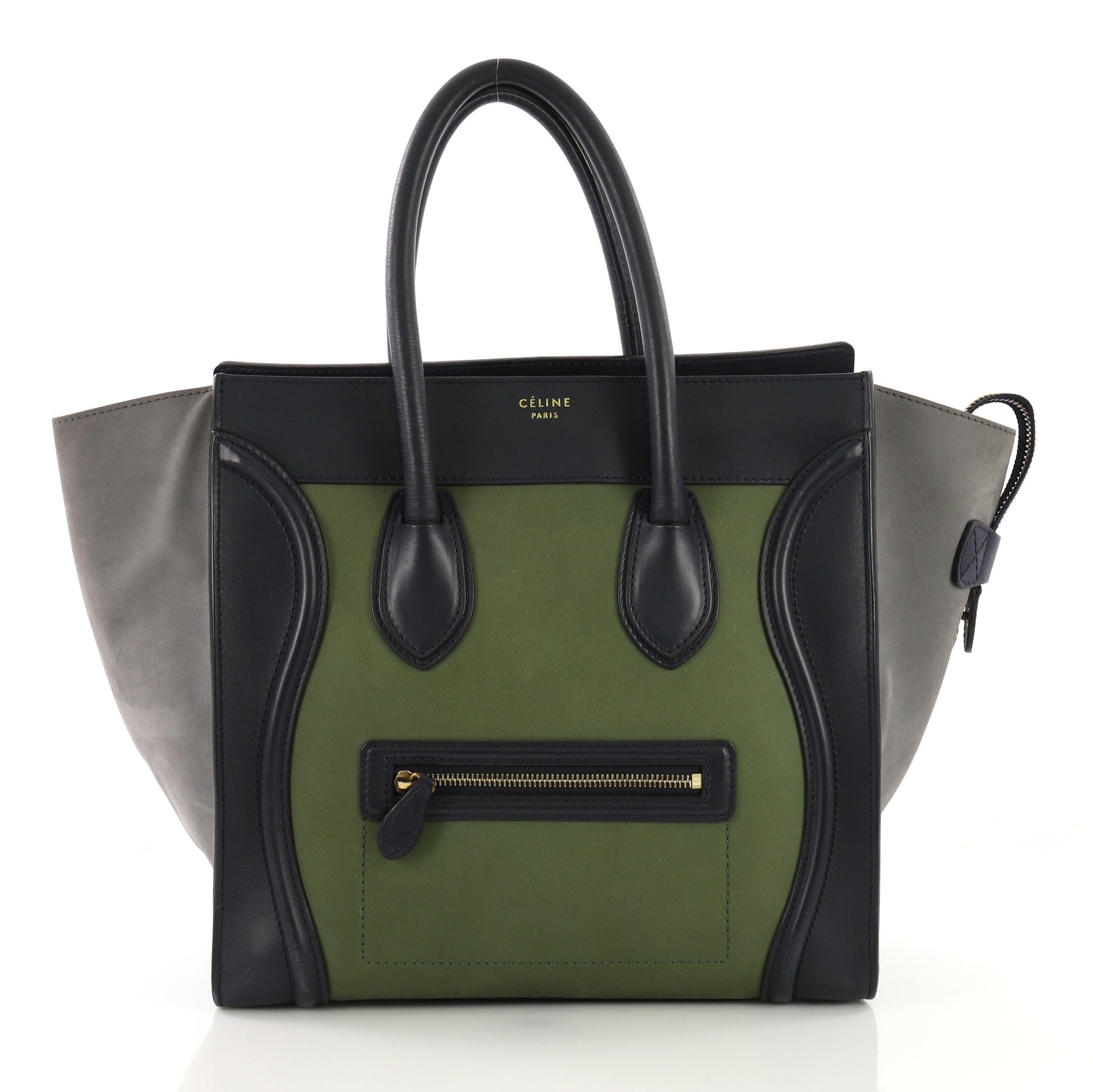 Tricolor Luggage Handbag Leather Mini
