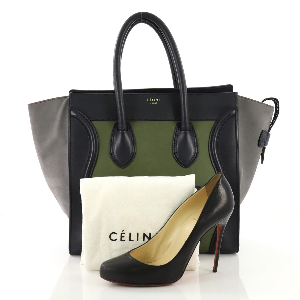 Tricolor Luggage Handbag Leather Mini