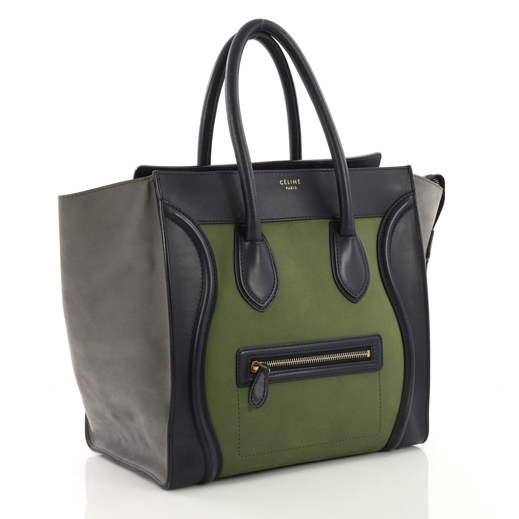 Tricolor Luggage Handbag Leather Mini