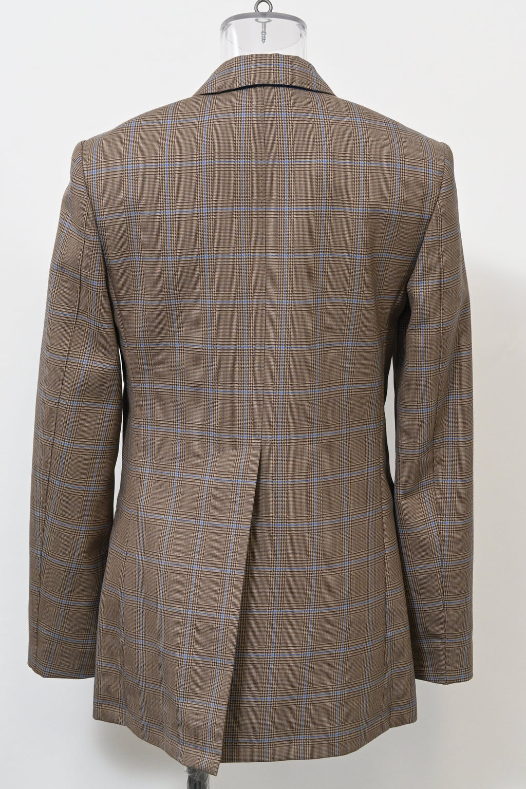 Burberry Single-Breasted Checkered Print Blazer in Brown Wool