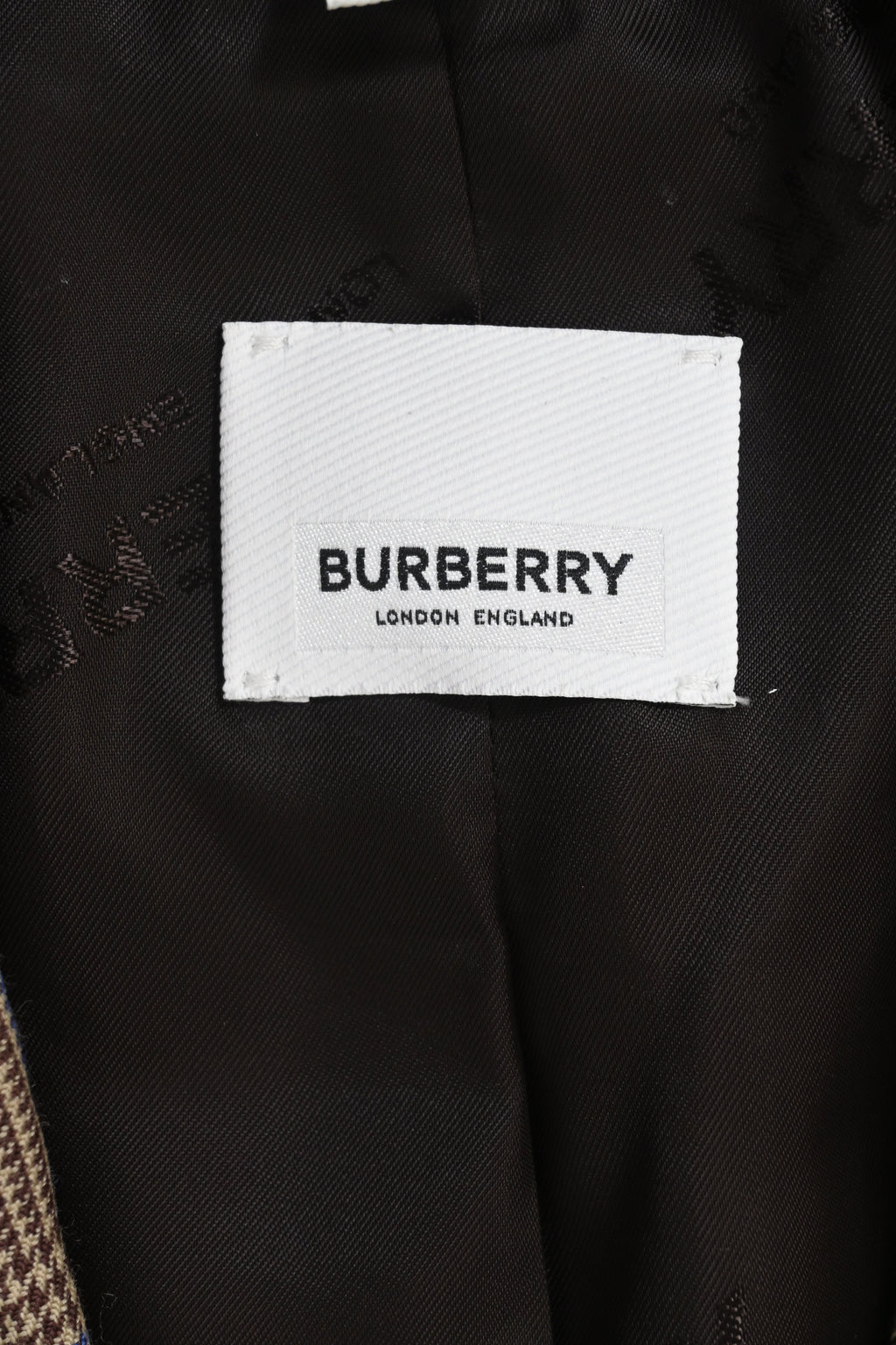 Burberry Single-Breasted Checkered Print Blazer in Brown Wool