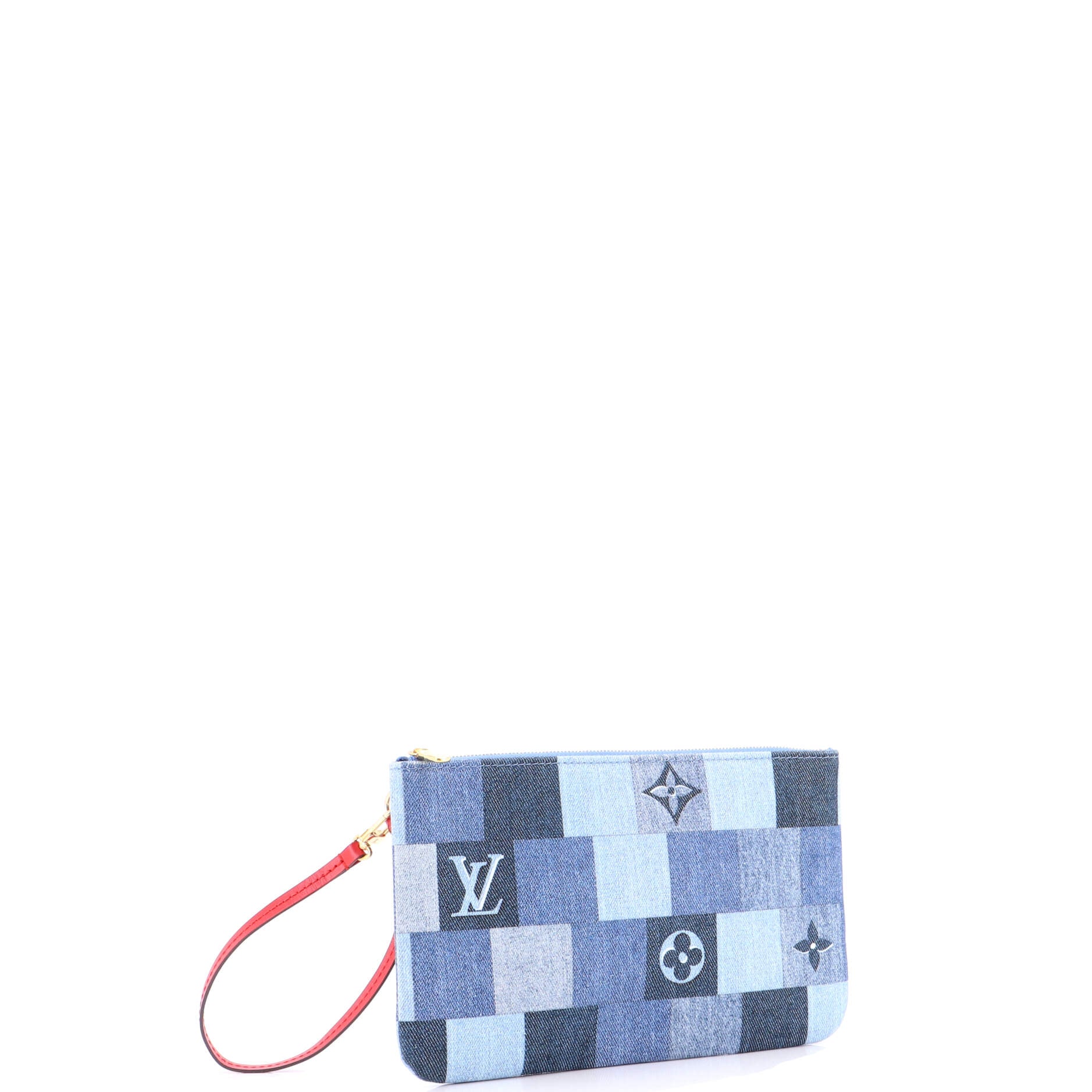 Neverfull Pochette Damier and Monogram Patchwork Denim Large