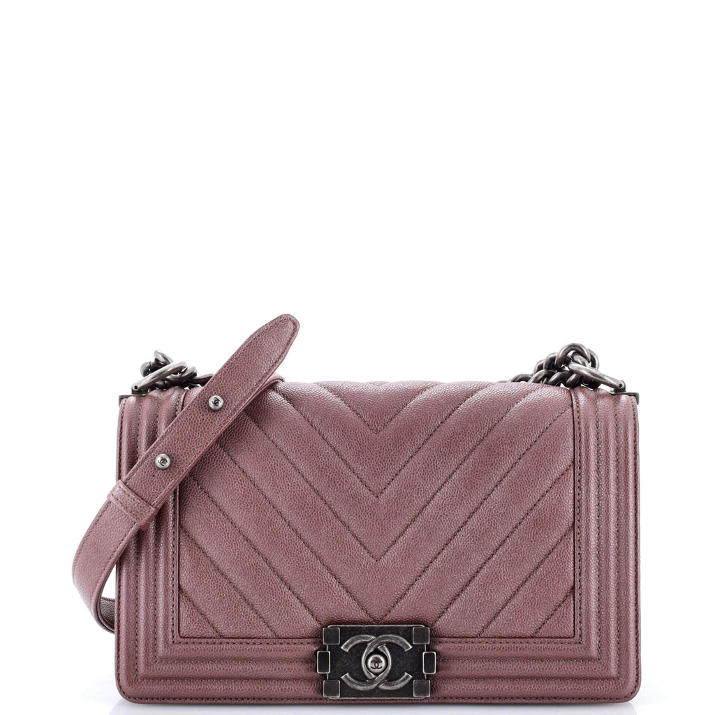 Boy Flap Bag Chevron Caviar Old Medium