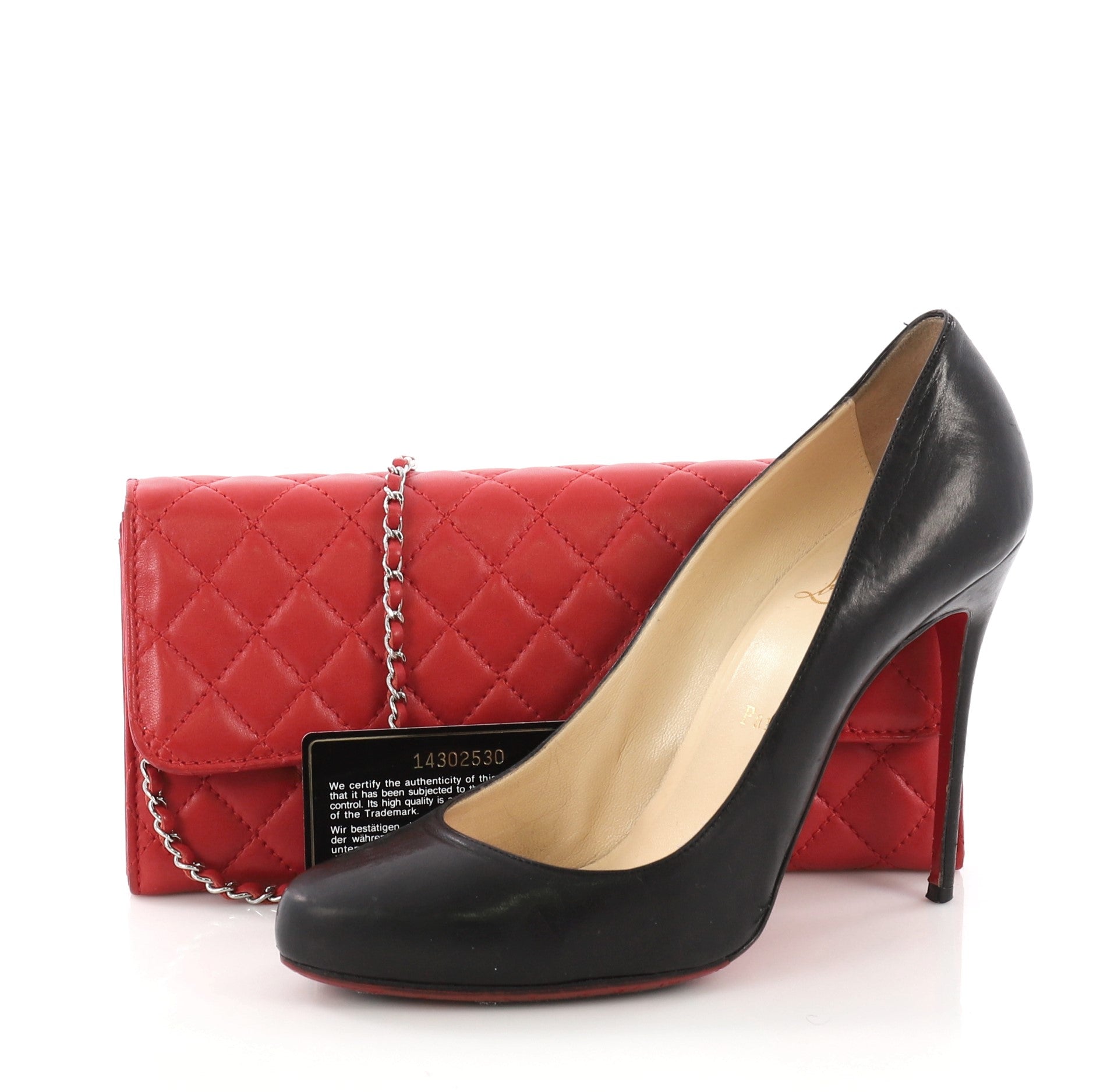 Wallet On Chain Clutch Quilted Lambskin East West