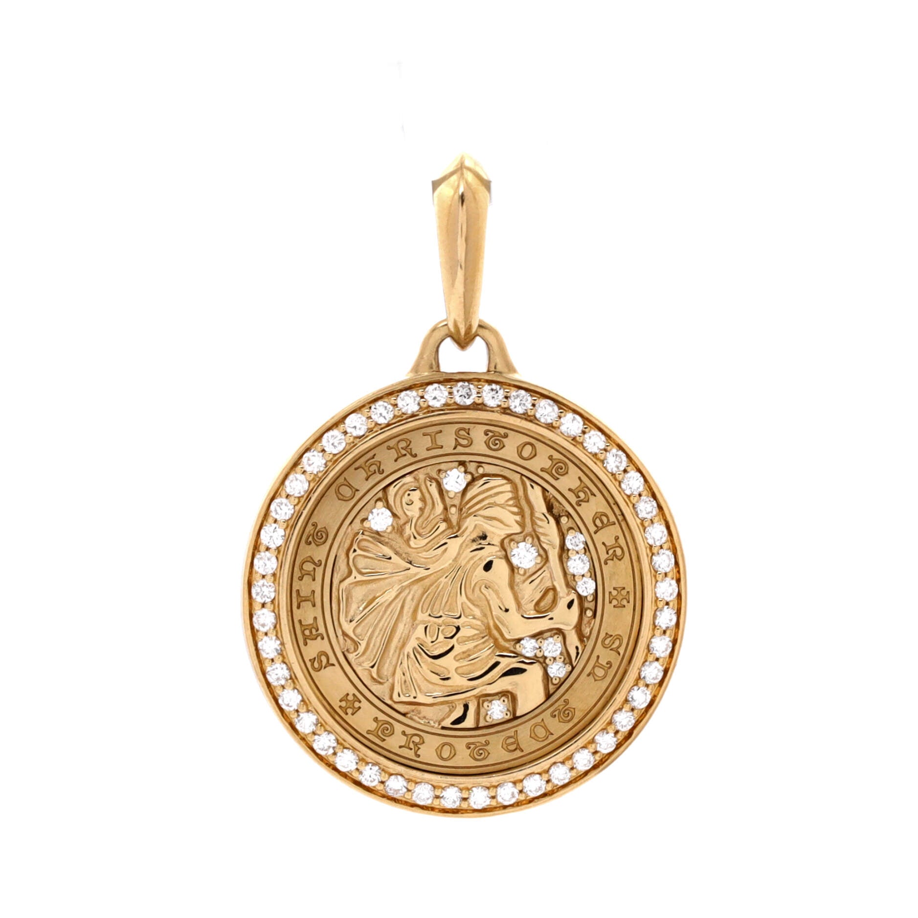 St. Christopher Amulet Pendant Pendant & Charms 18K Yellow Gold with Diamonds
