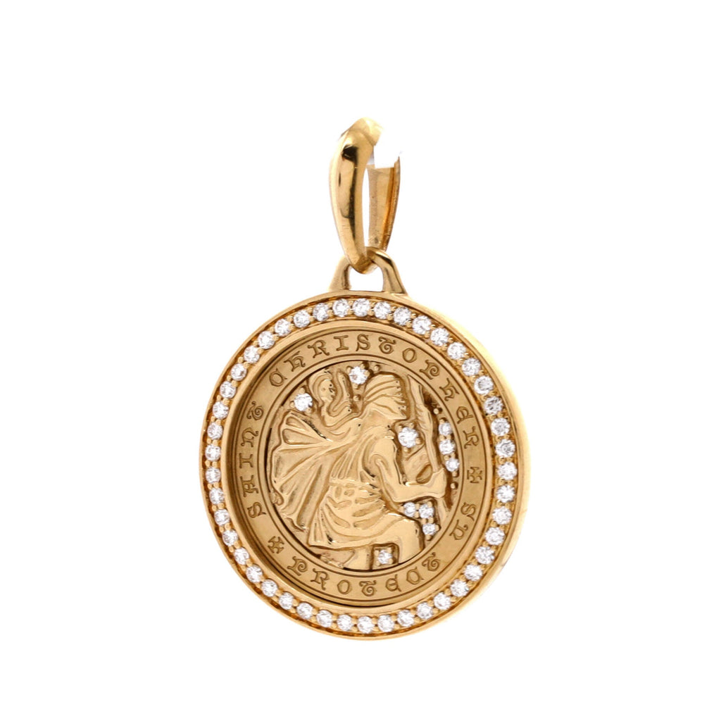 St. Christopher Amulet Pendant Pendant & Charms 18K Yellow Gold with Diamonds