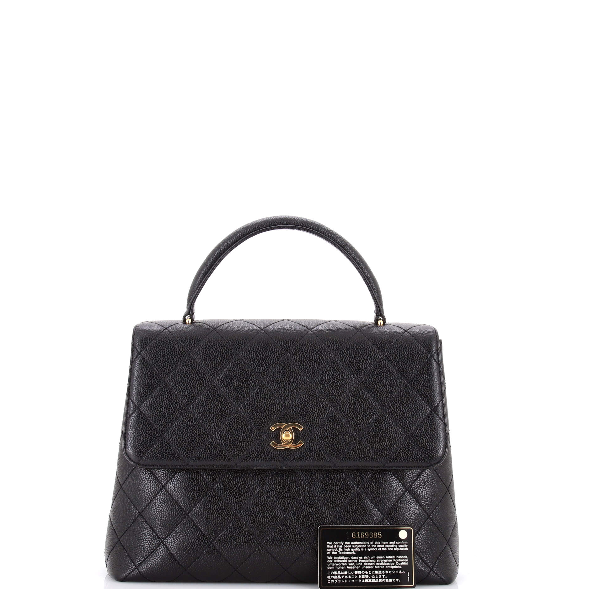 Vintage Classic Top Handle Flap Bag Quilted Caviar Jumbo