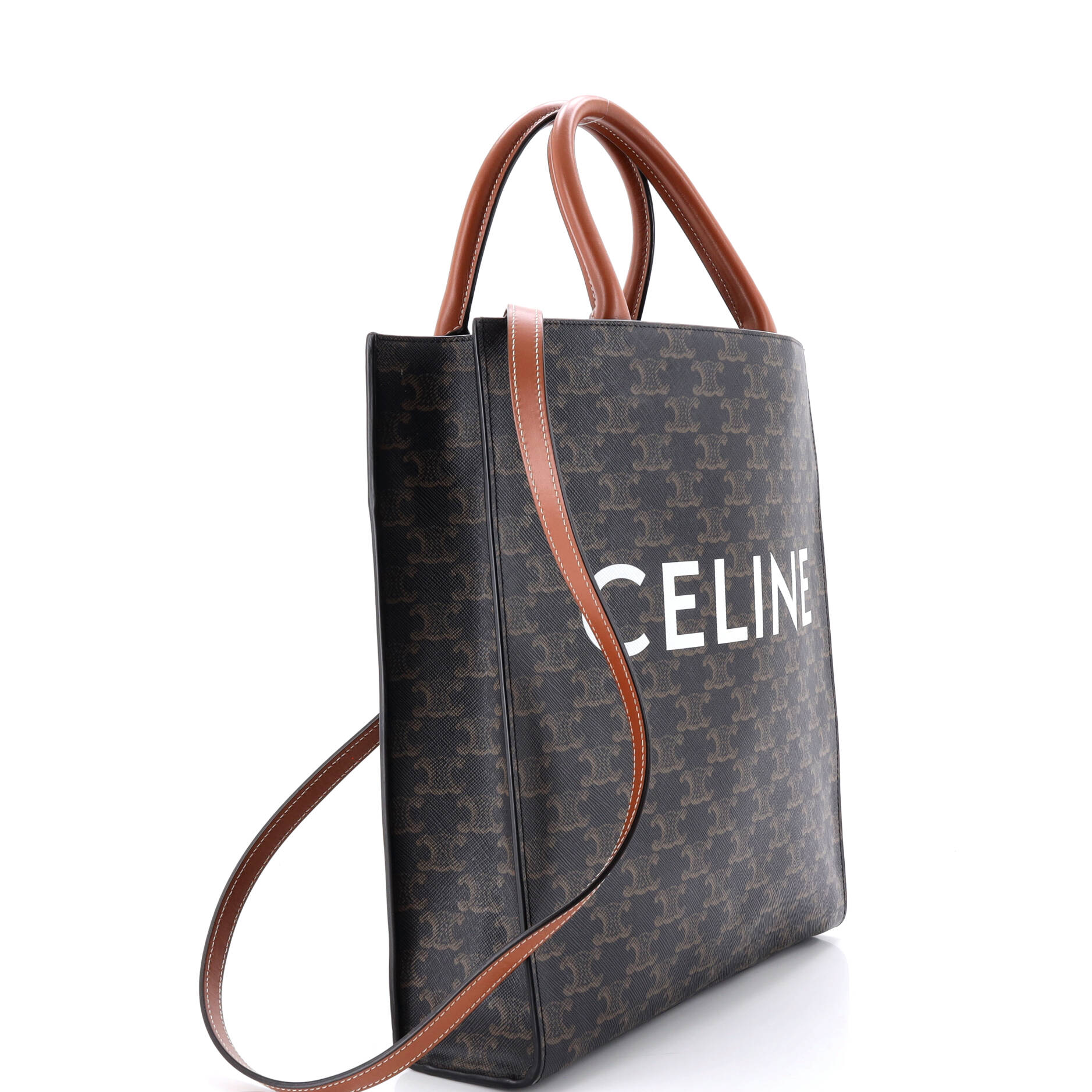 Vertical Cabas Tote Triomphe Coated Canvas Small
