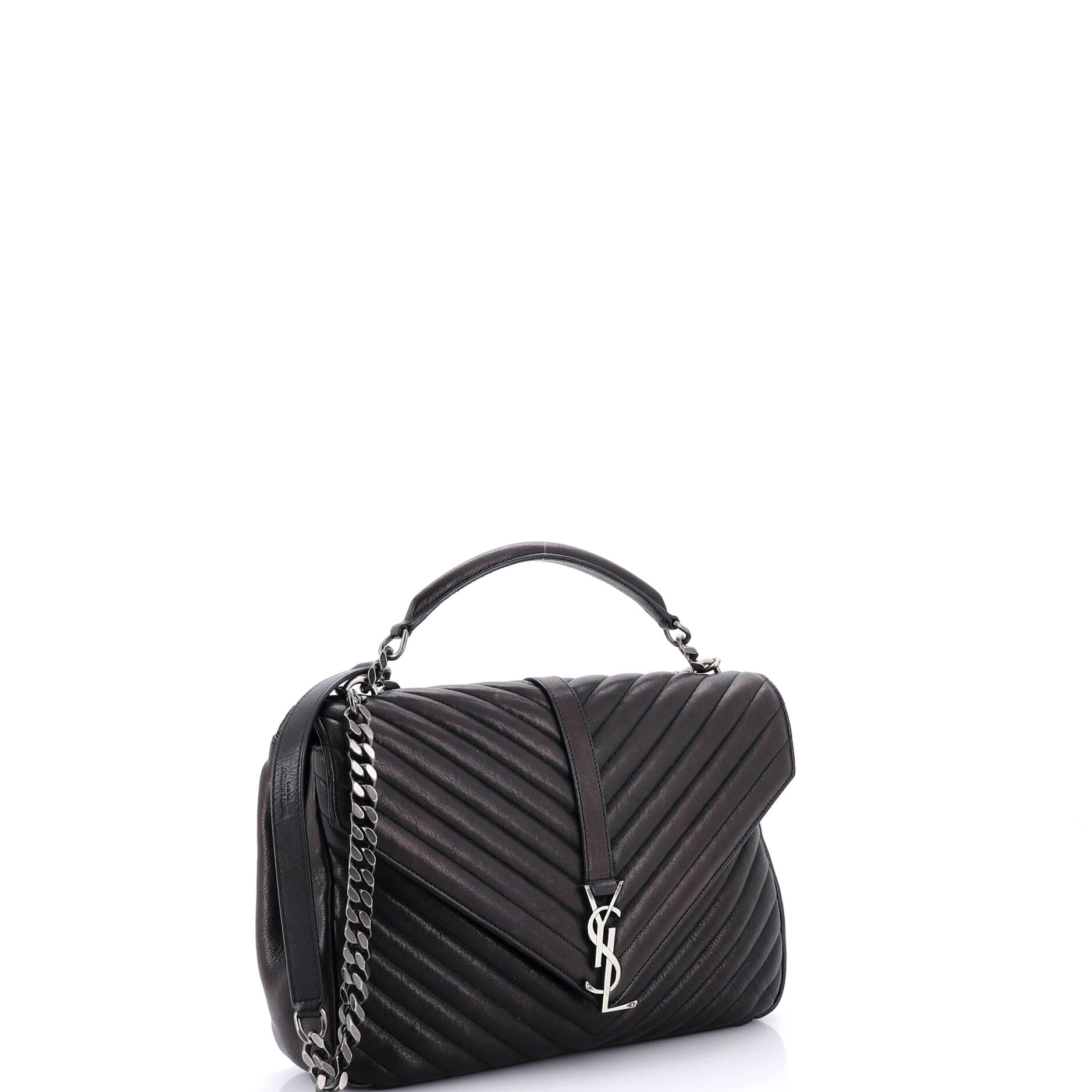 Classic Monogram College Bag Matelasse Chevron Leather Large