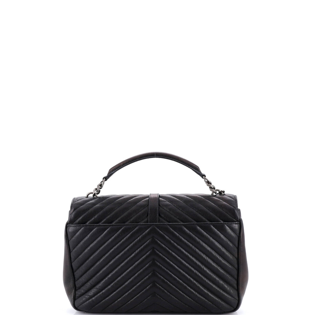 Classic Monogram College Bag Matelasse Chevron Leather Large