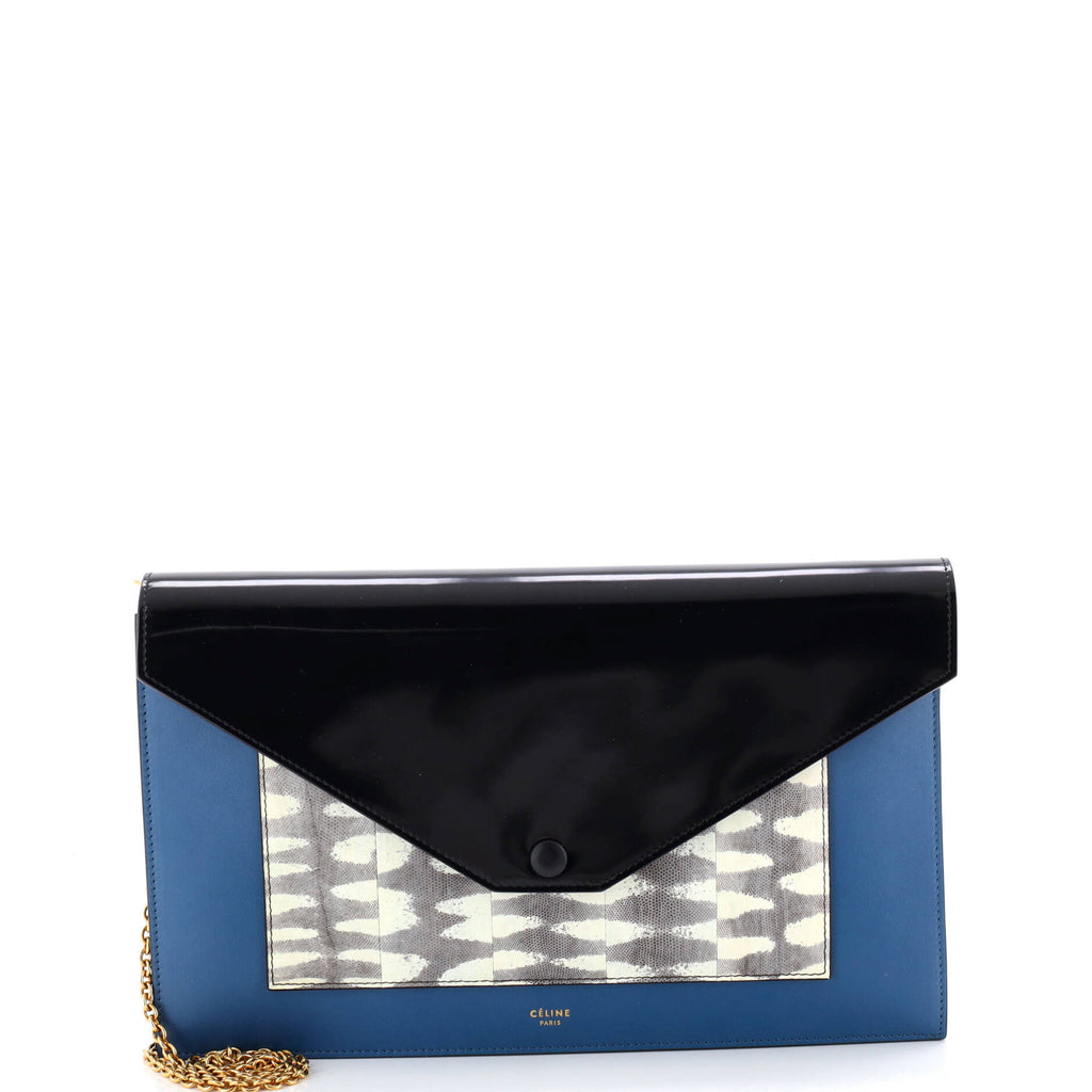 Pocket Envelope Wallet on Chain Leather and Lizard Medium
