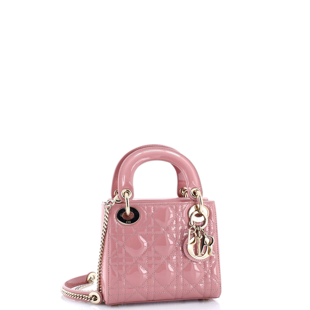 Lady Dior Chain Bag Cannage Quilt Patent Mini