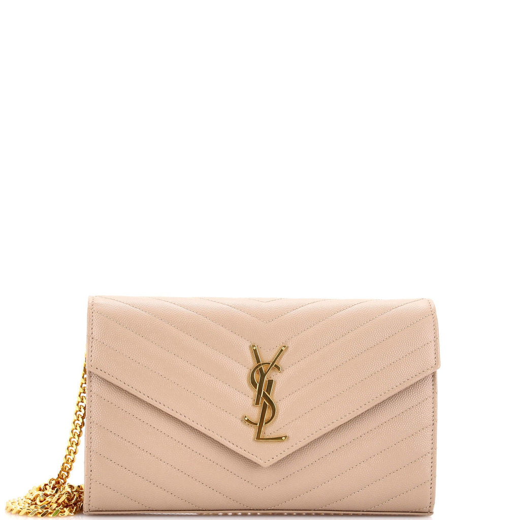 Classic Monogram Wallet on Chain Matelasse Chevron Leather Medium