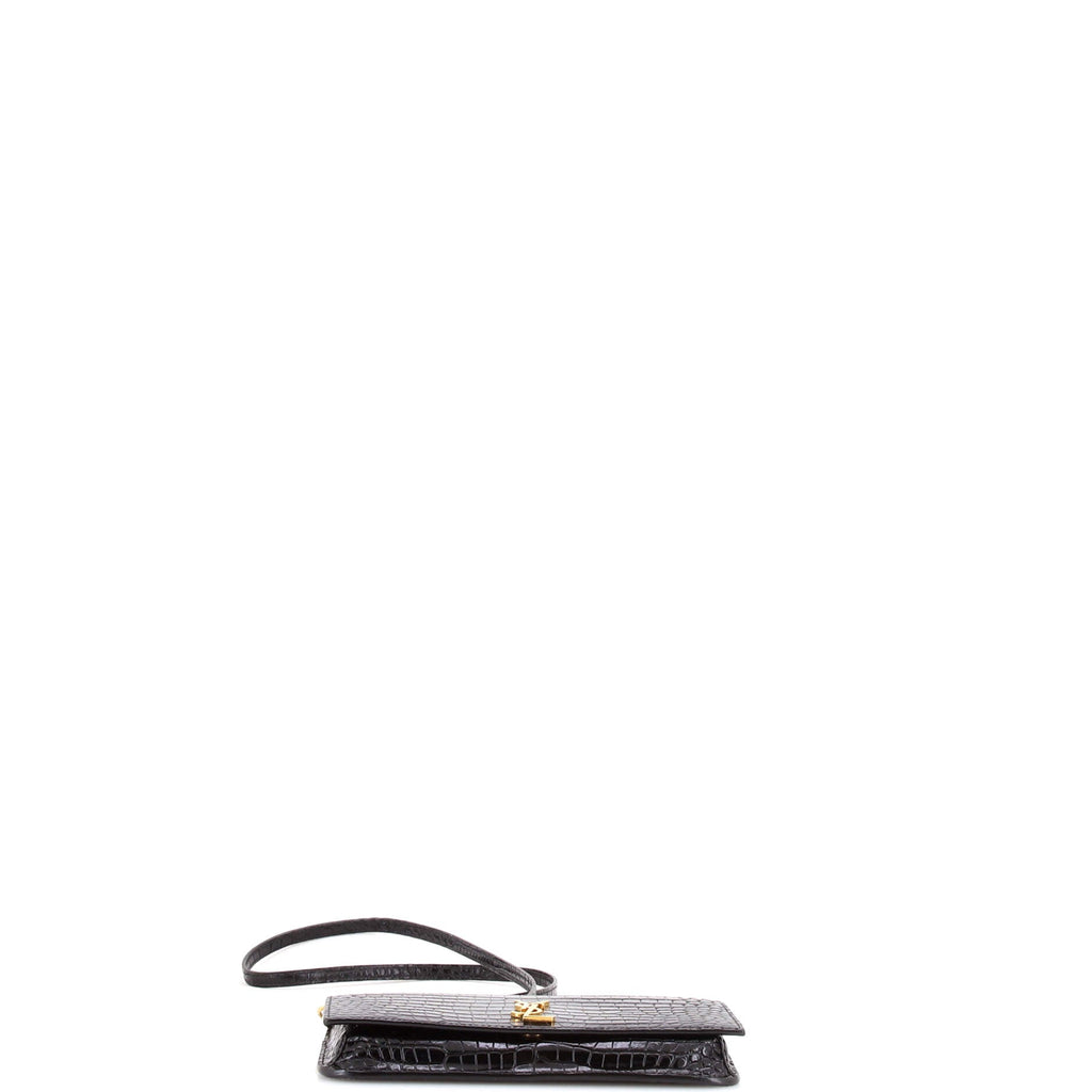 Classic Monogram Phone Holder Shoulder Bag Crocodile Embossed Leather