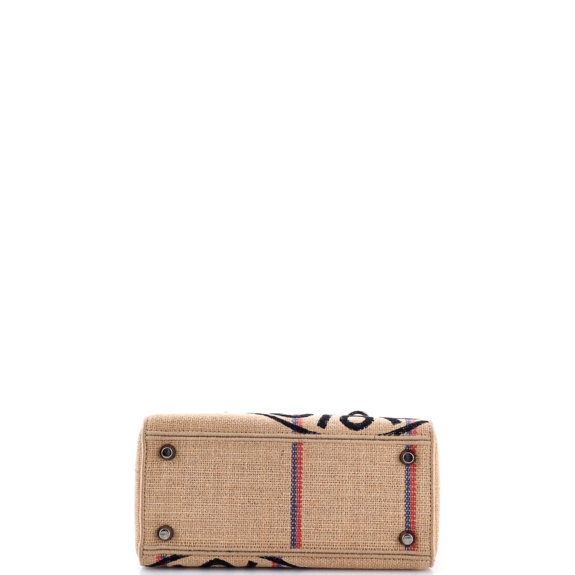 Lady D-Lite Bag Embroidered Jute Canvas Medium