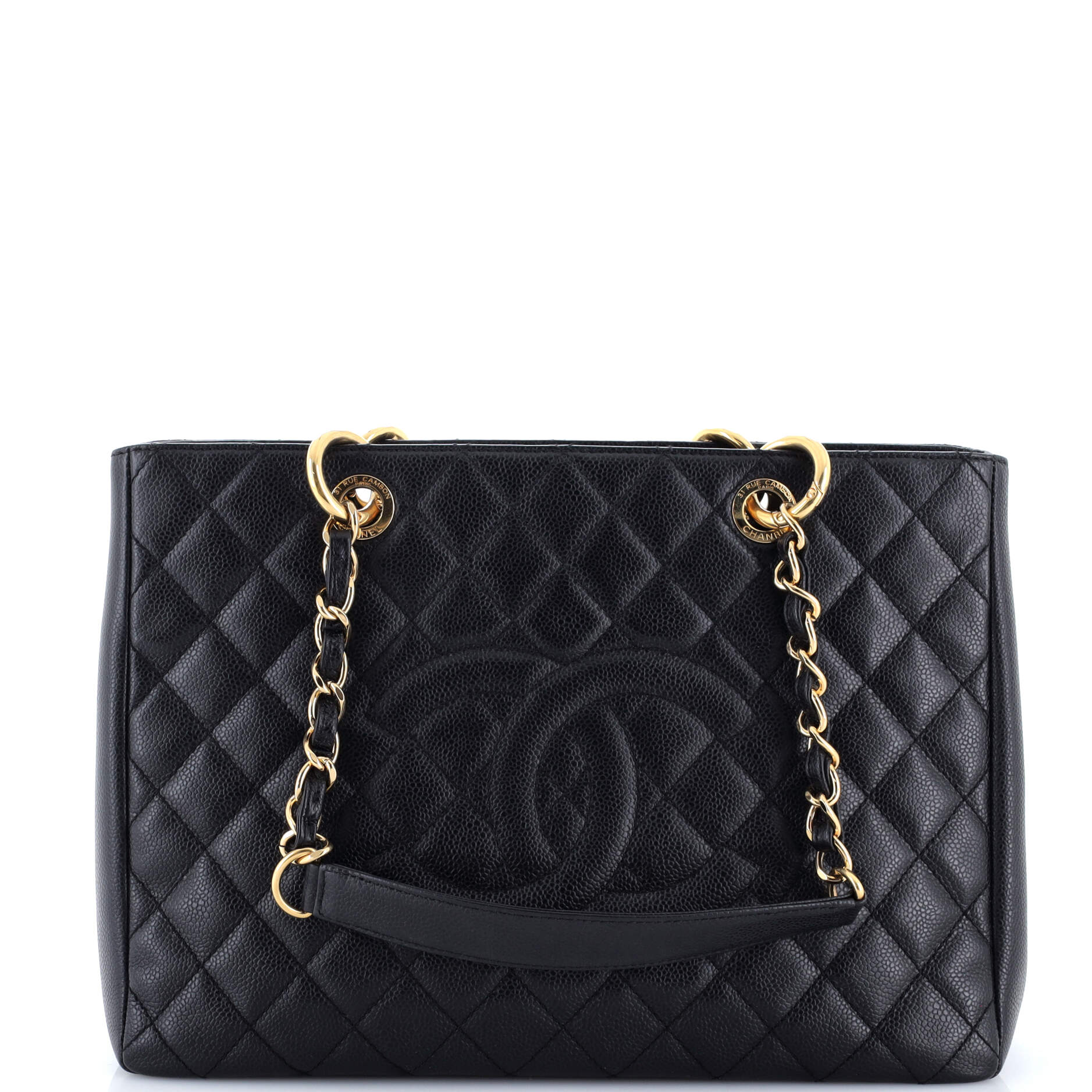 Grand Shopping Tote Quilted Caviar