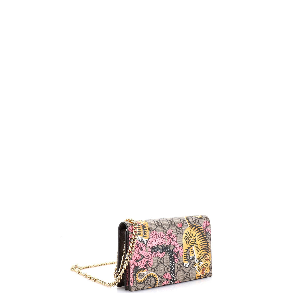 Chain Wallet Bengal Print GG Coated Canvas