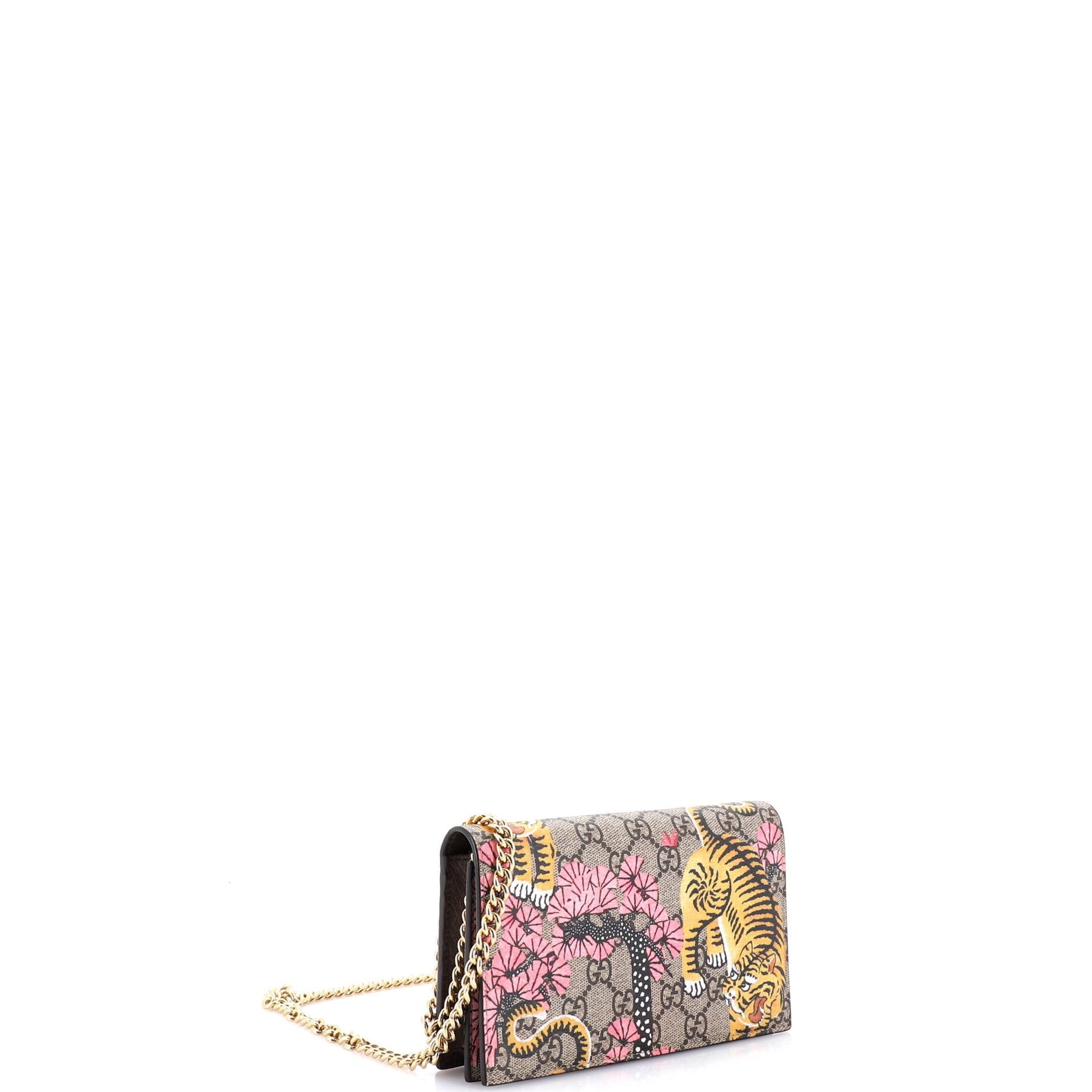 Chain Wallet Bengal Print GG Coated Canvas